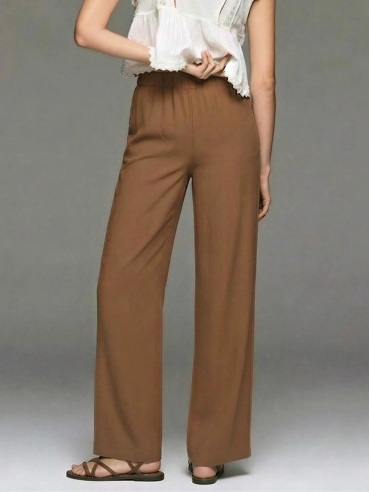 Pull On Crinkle Flowy Pants - Image 8