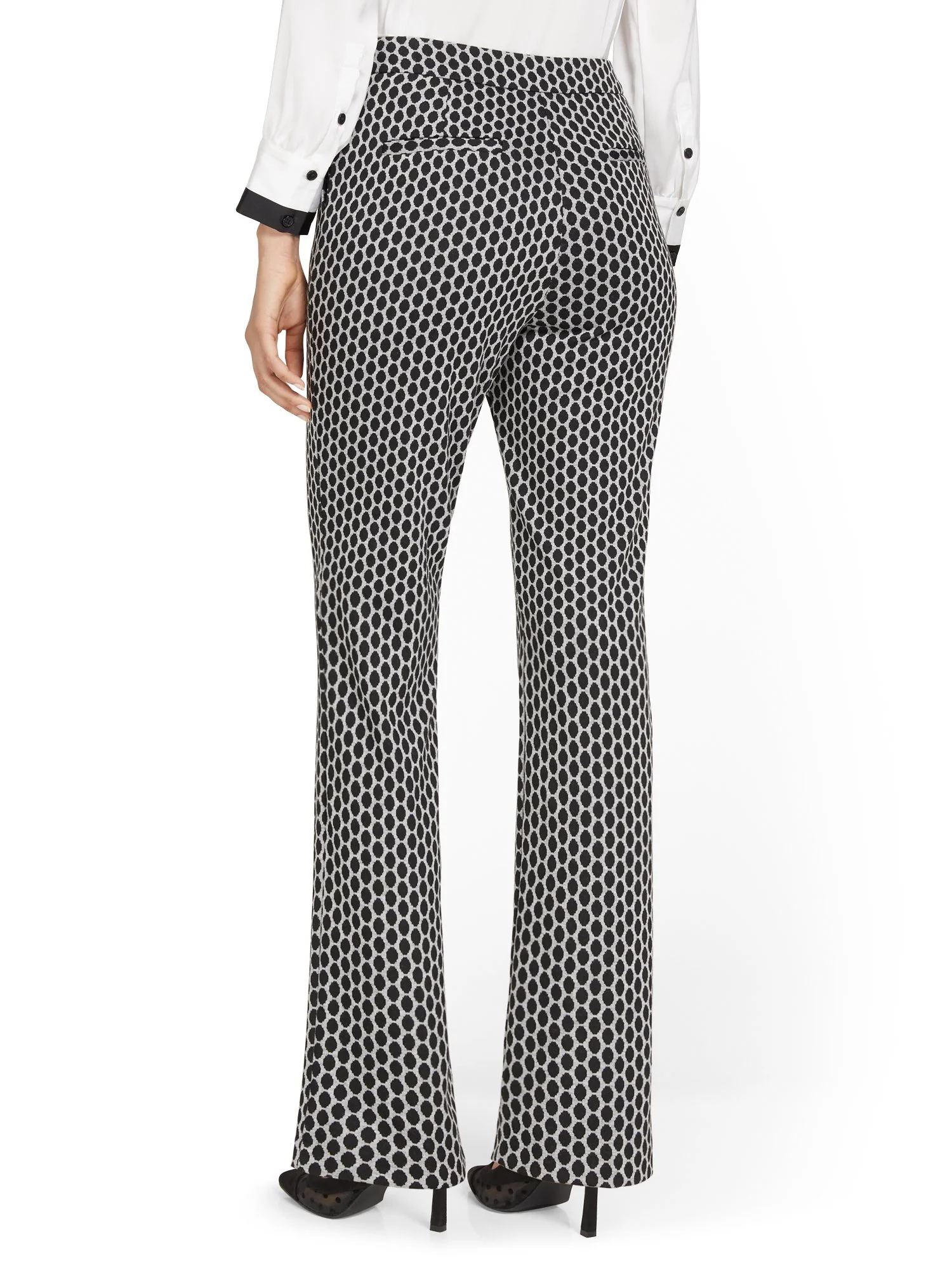 Pull-On Dot-Print Slim-Leg Ponte Pant - Superflex - Image 3