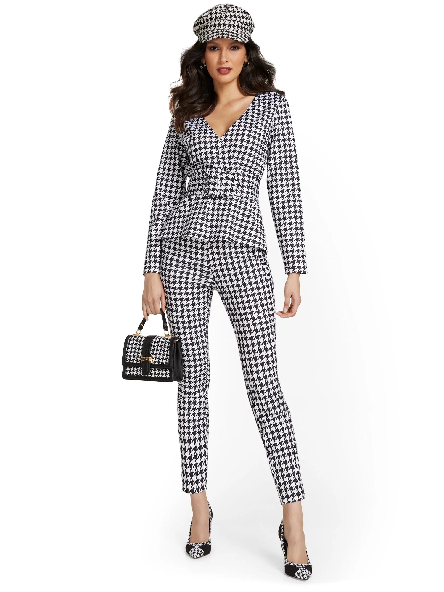 Pull-On Houndstooth Ankle Ponte Pant - Superflex - Image 4