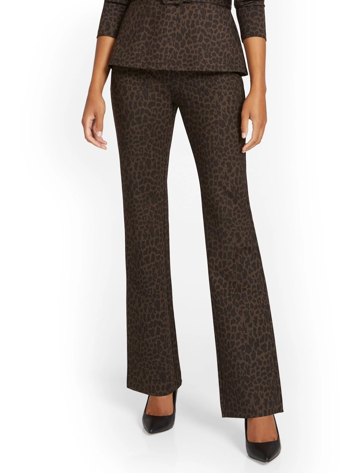 Pull-On Leopard-Print Bootcut Ponte Pant - Superflex