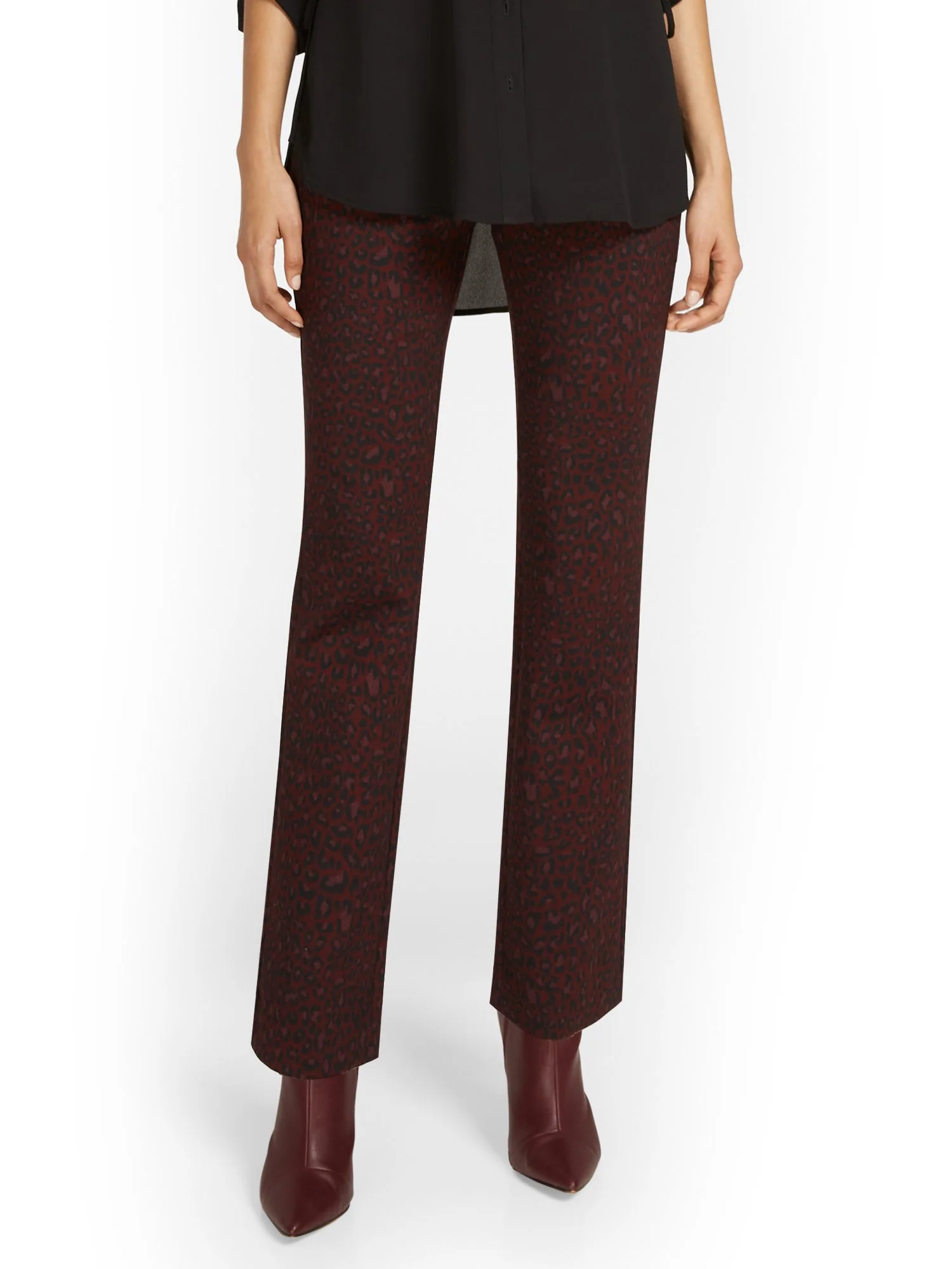 Pull-On Leopard-Print Straight-Leg Ponte Pant - Superflex - Image 2
