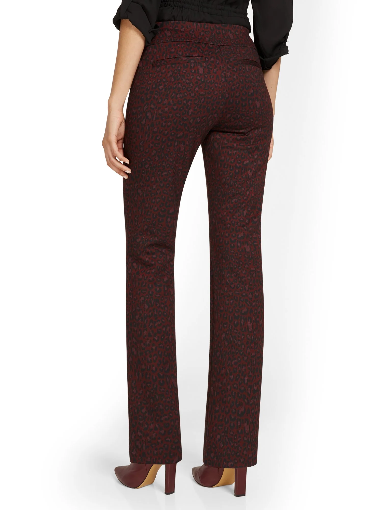 Pull-On Leopard-Print Straight-Leg Ponte Pant - Superflex - Image 3