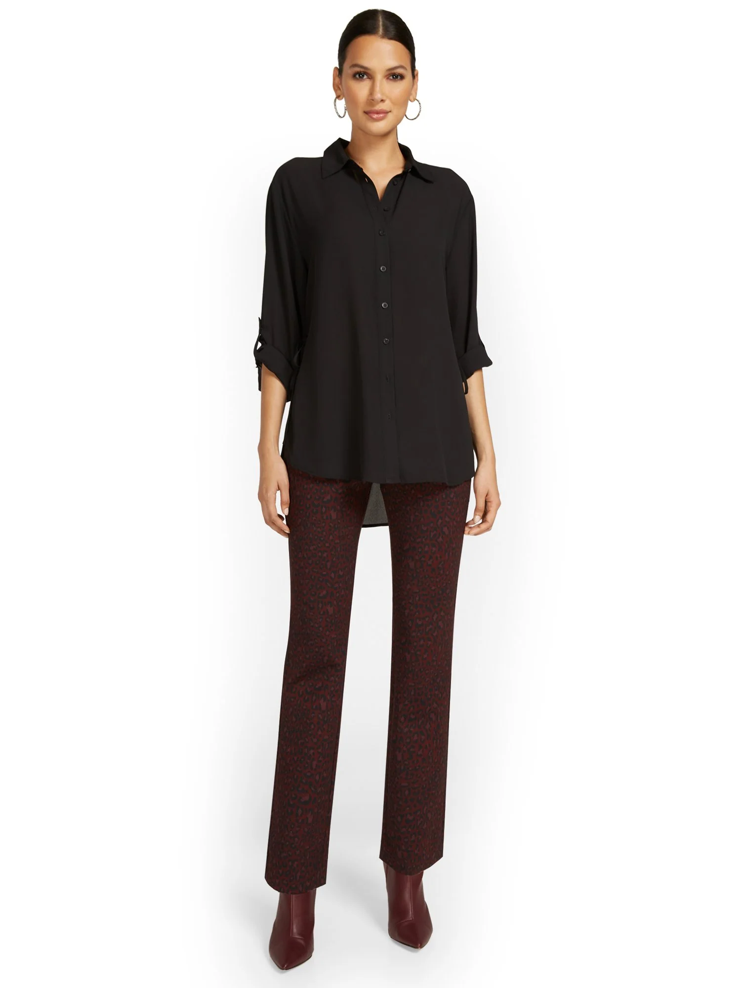 Pull-On Leopard-Print Straight-Leg Ponte Pant - Superflex - Image 4
