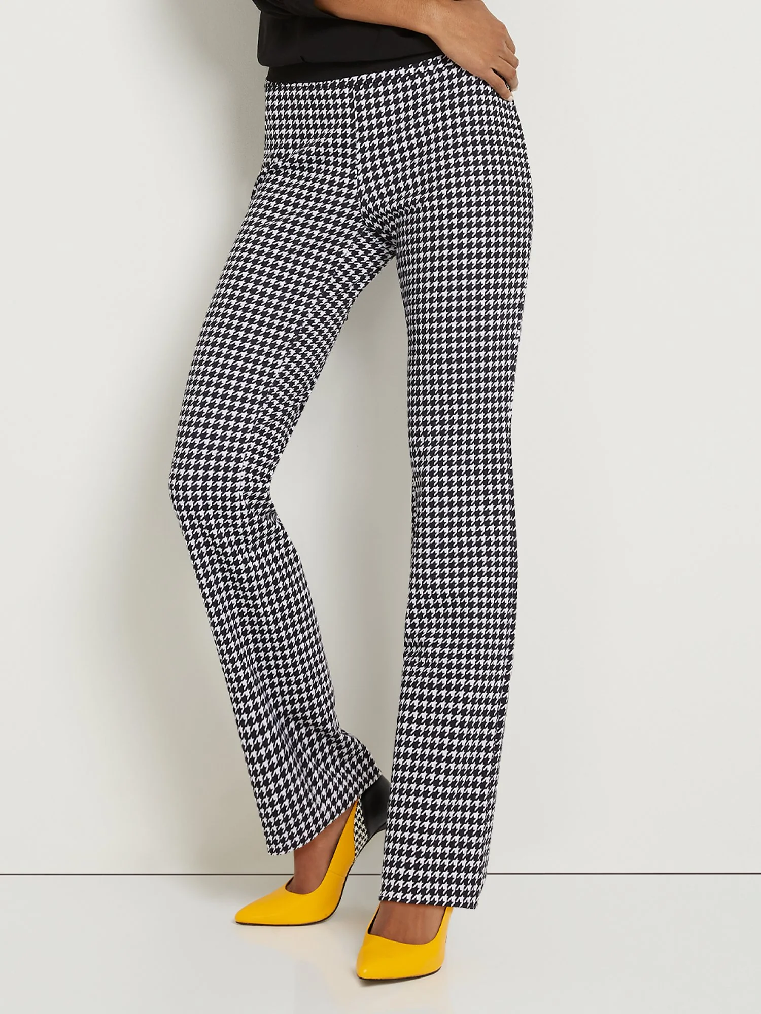Pull-On Mid-Rise Houndstooth Bootcut Ponte Pant - Superflex - Image 2