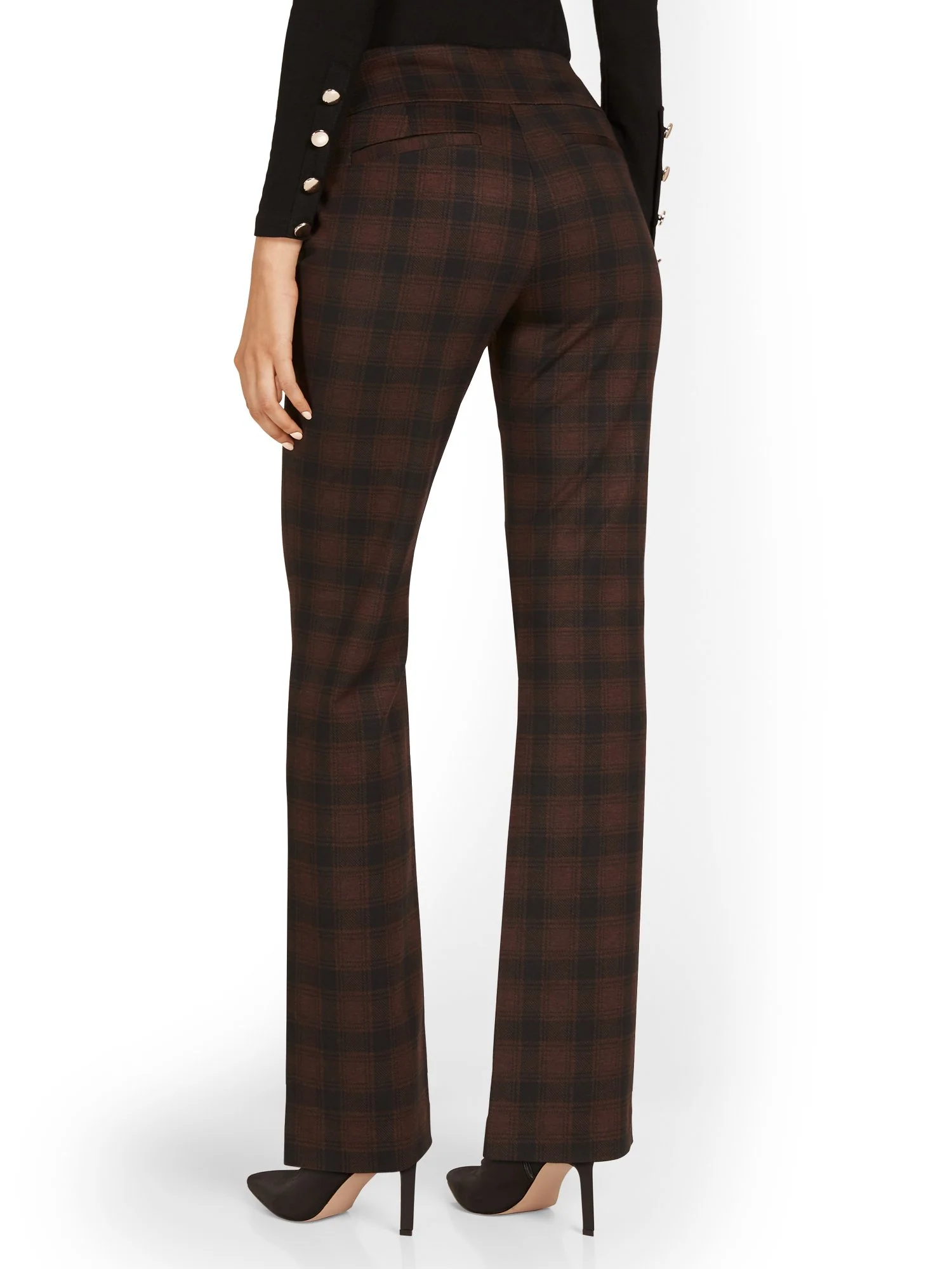 Pull-On Plaid Bootcut Ponte Pant - Superflex - Image 3
