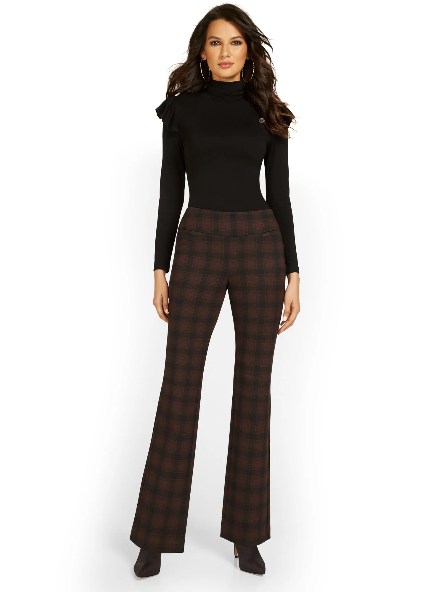 Pull-On Plaid Bootcut Ponte Pant - Superflex - Image 4
