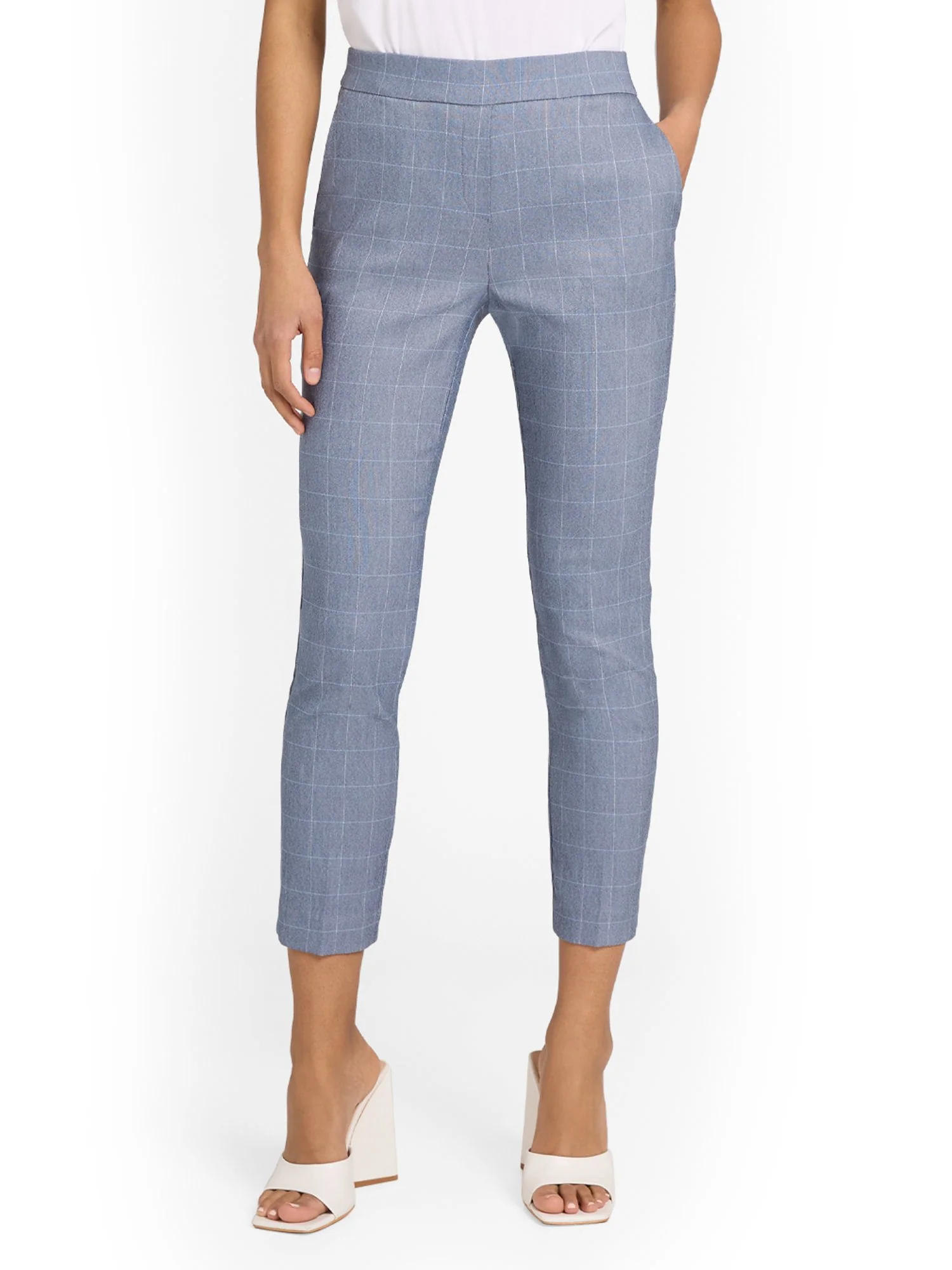Chapter One Pull-On Windowpane-Print Capri Pant - Brands We Love