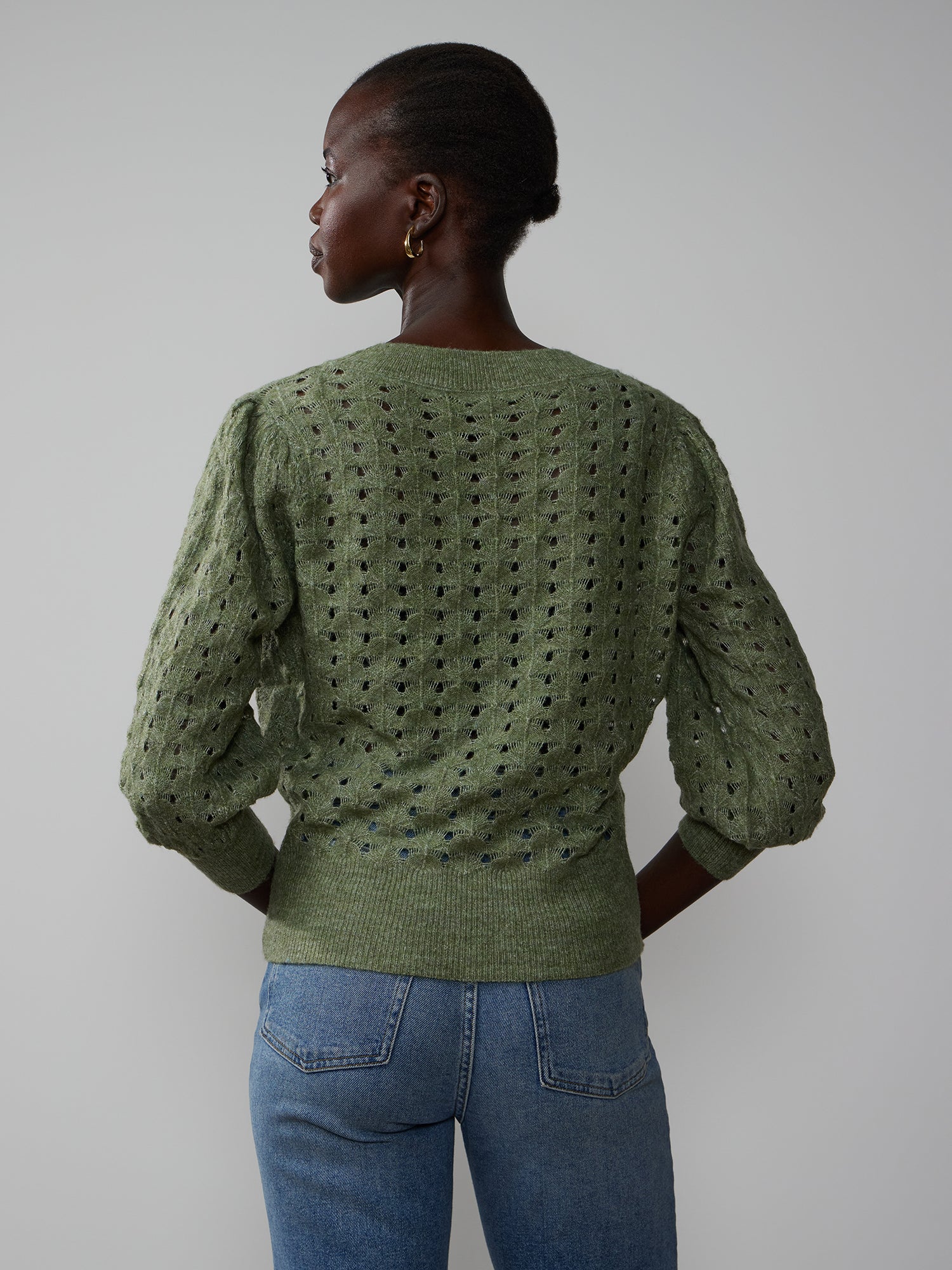 Quarter Sleeve Pointelle Sweater - Image 3