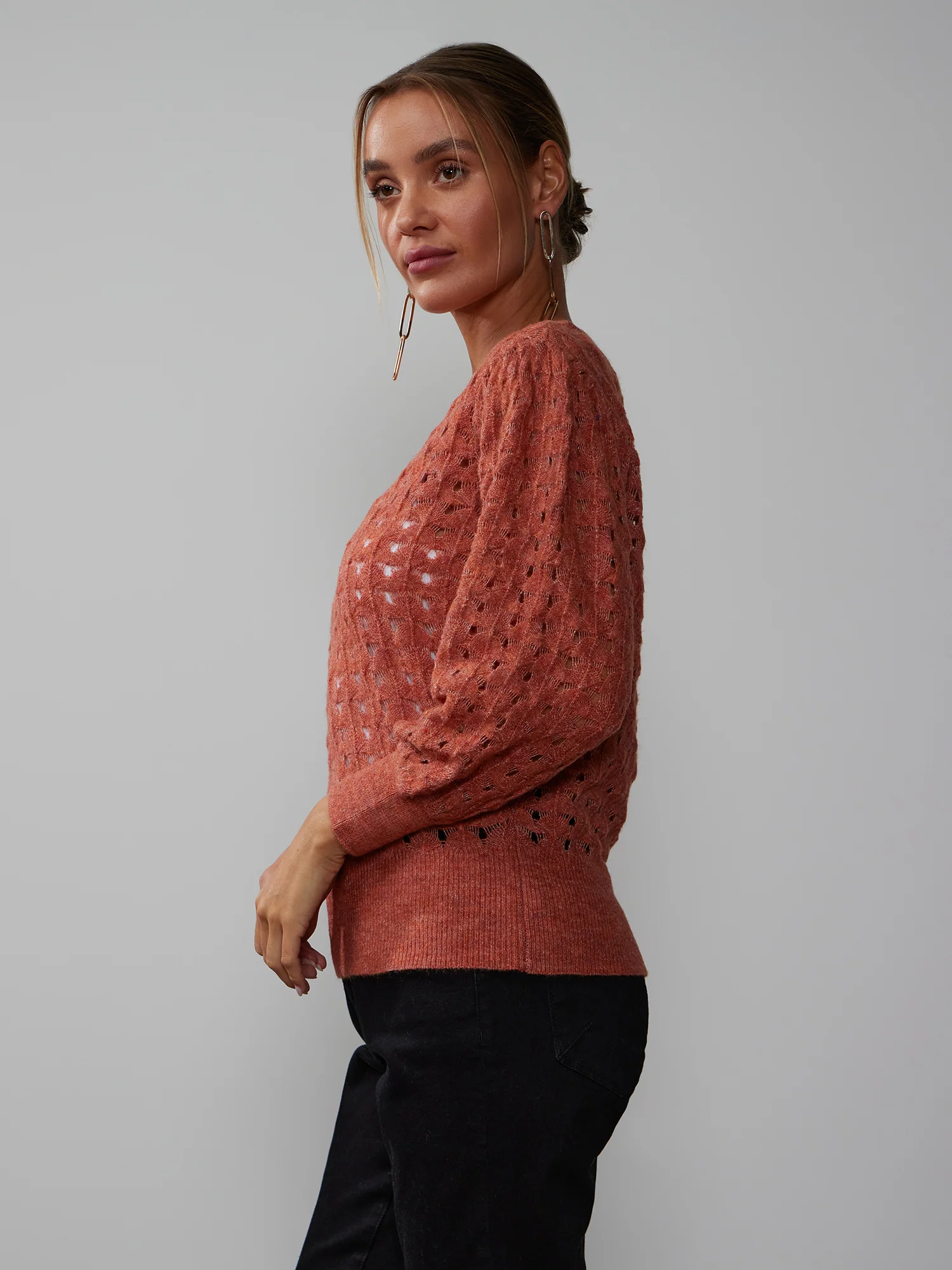 Quarter Sleeve Pointelle Sweater - Image 6