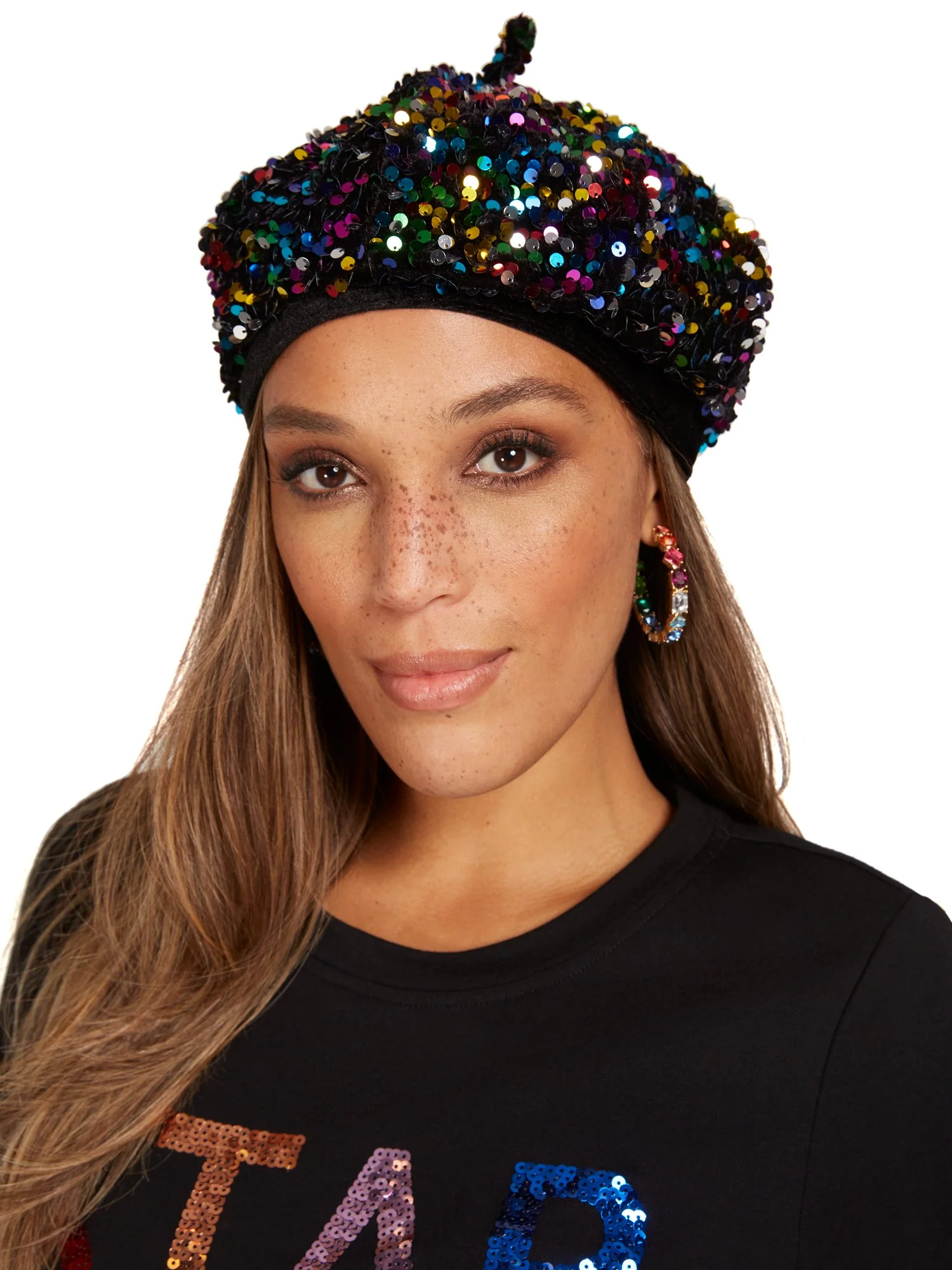 Rainbow Sequin Beret - Image 2