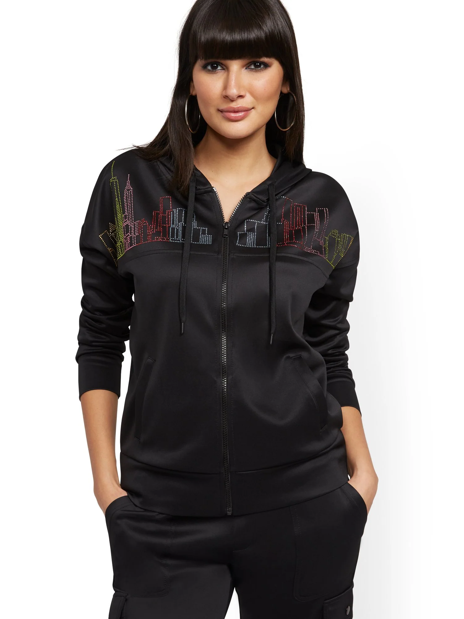 Rainbow Skyline Zip-Front Hooded Jacket - Image 4