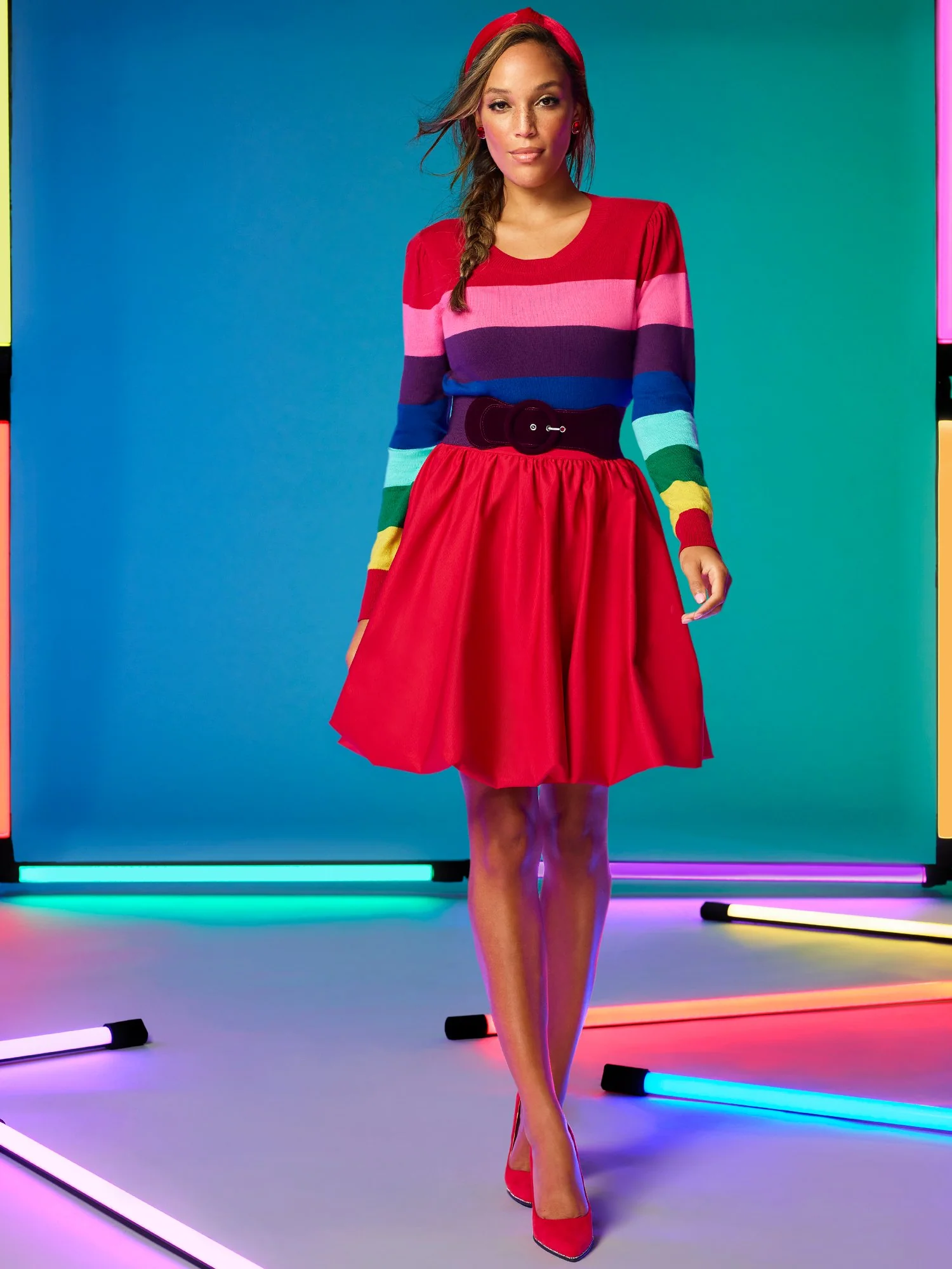 Rainbow-Stripe Crewneck Sweater - Image 3