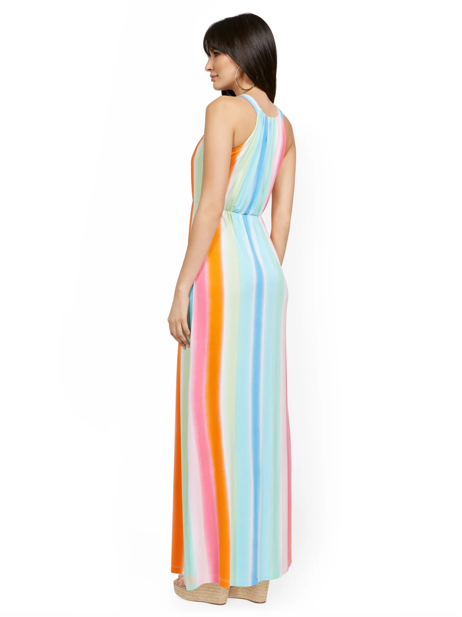Rainbow Stripe Halter Maxi Dress - Image 3