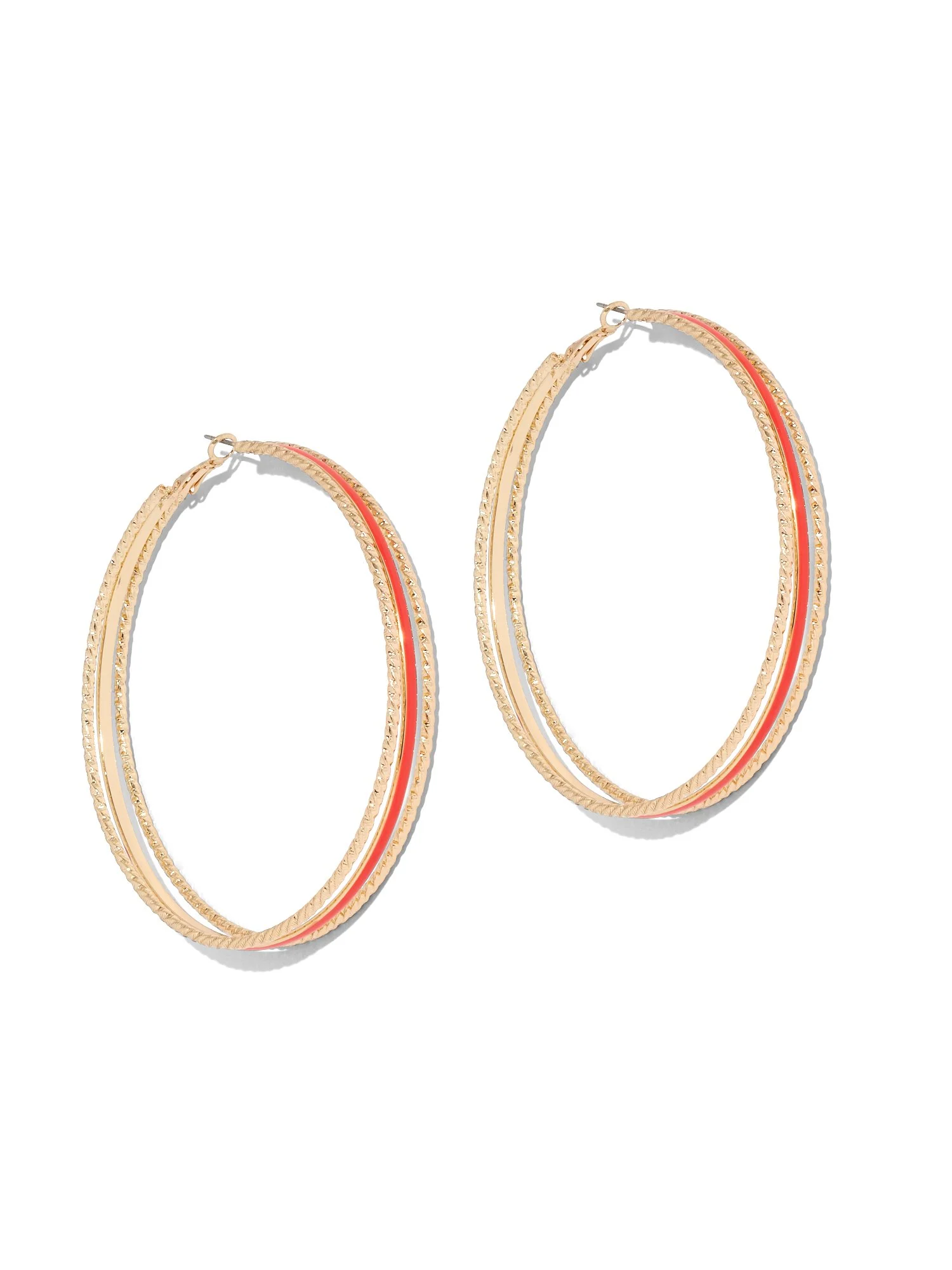 Red Enamel Hoop Earring
