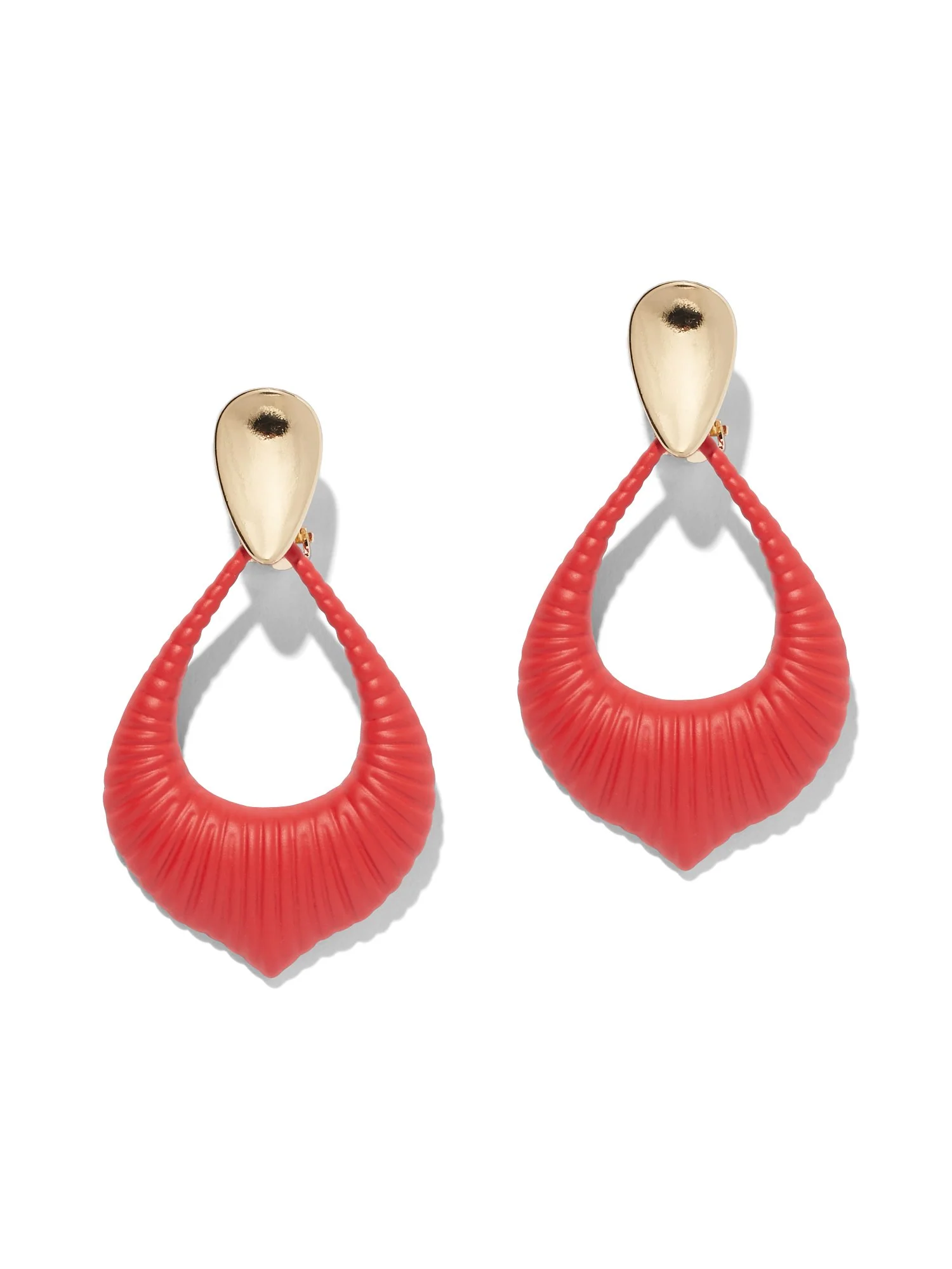 Red Oval Drop Earring