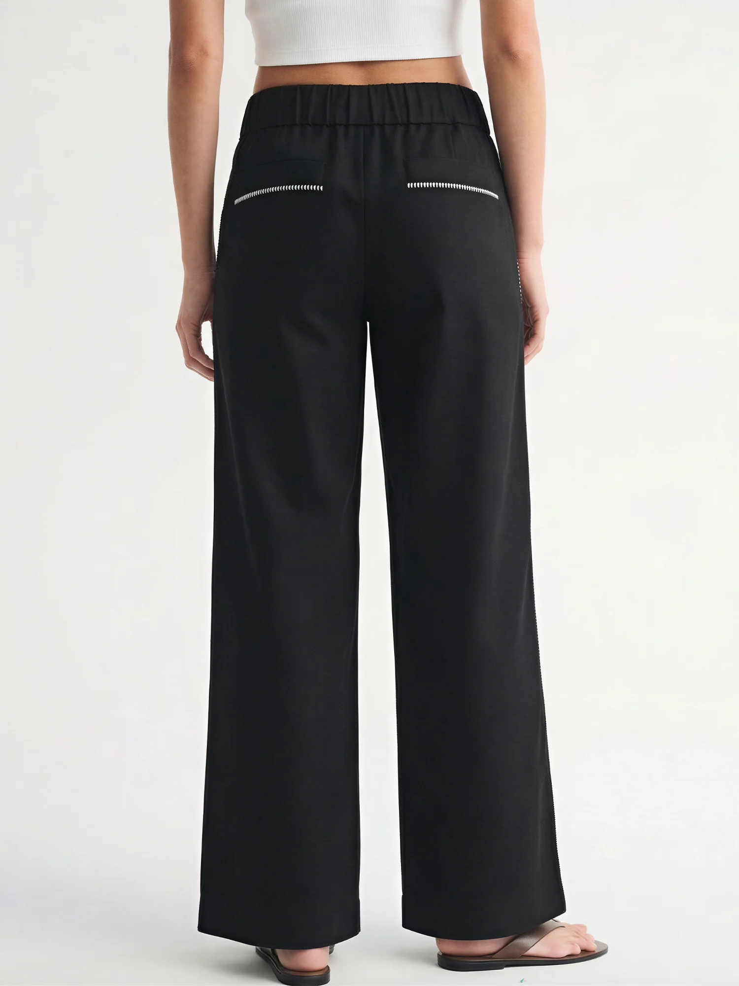 Remi Waistband Embroidery Wide Leg Pants - Image 5