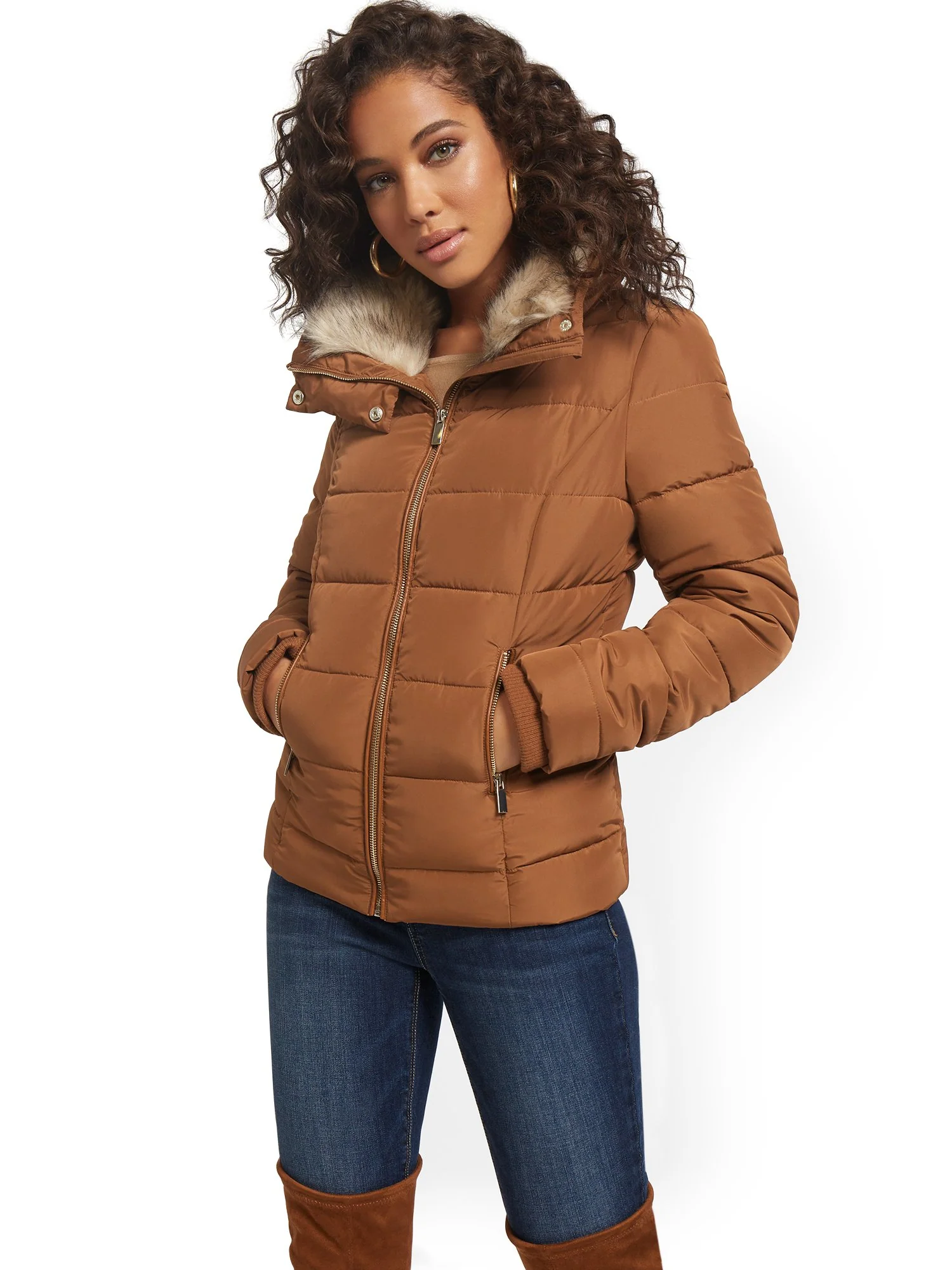 REPREVE® Faux-Fur Hooded Puffer Jacket - Image 8