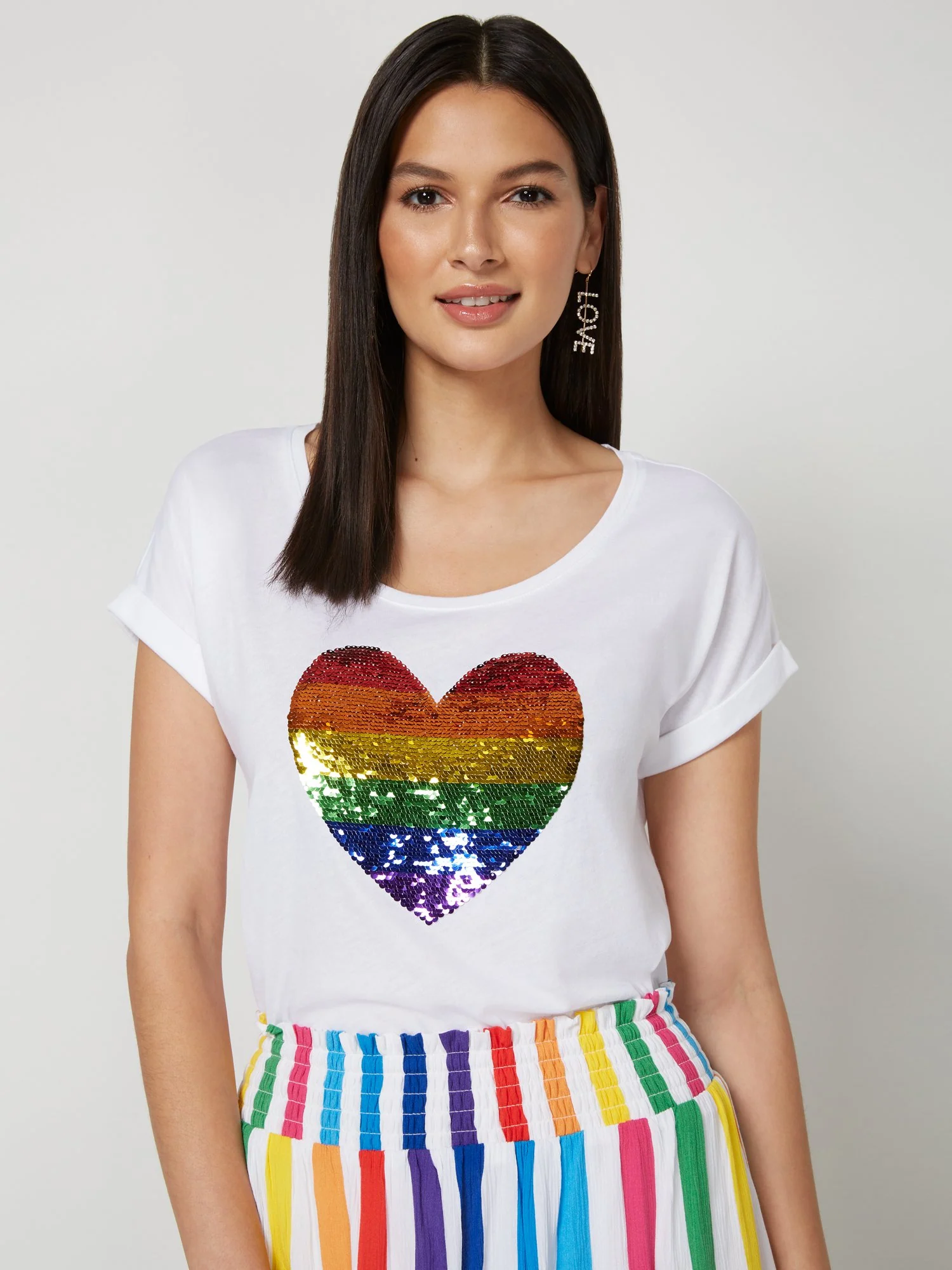 Reversible Sequin Heart Graphic Tee - Image 2