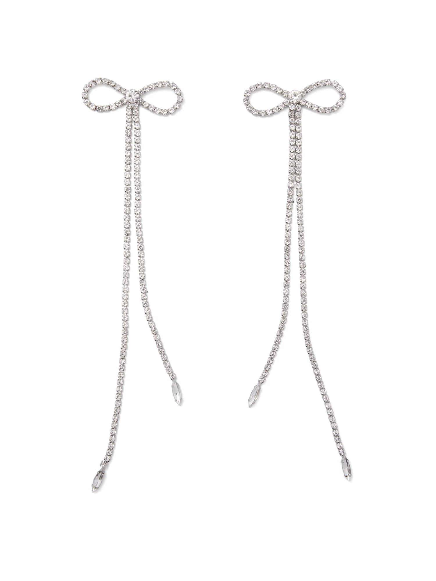 Rhinestone Bow Drop Earrings
