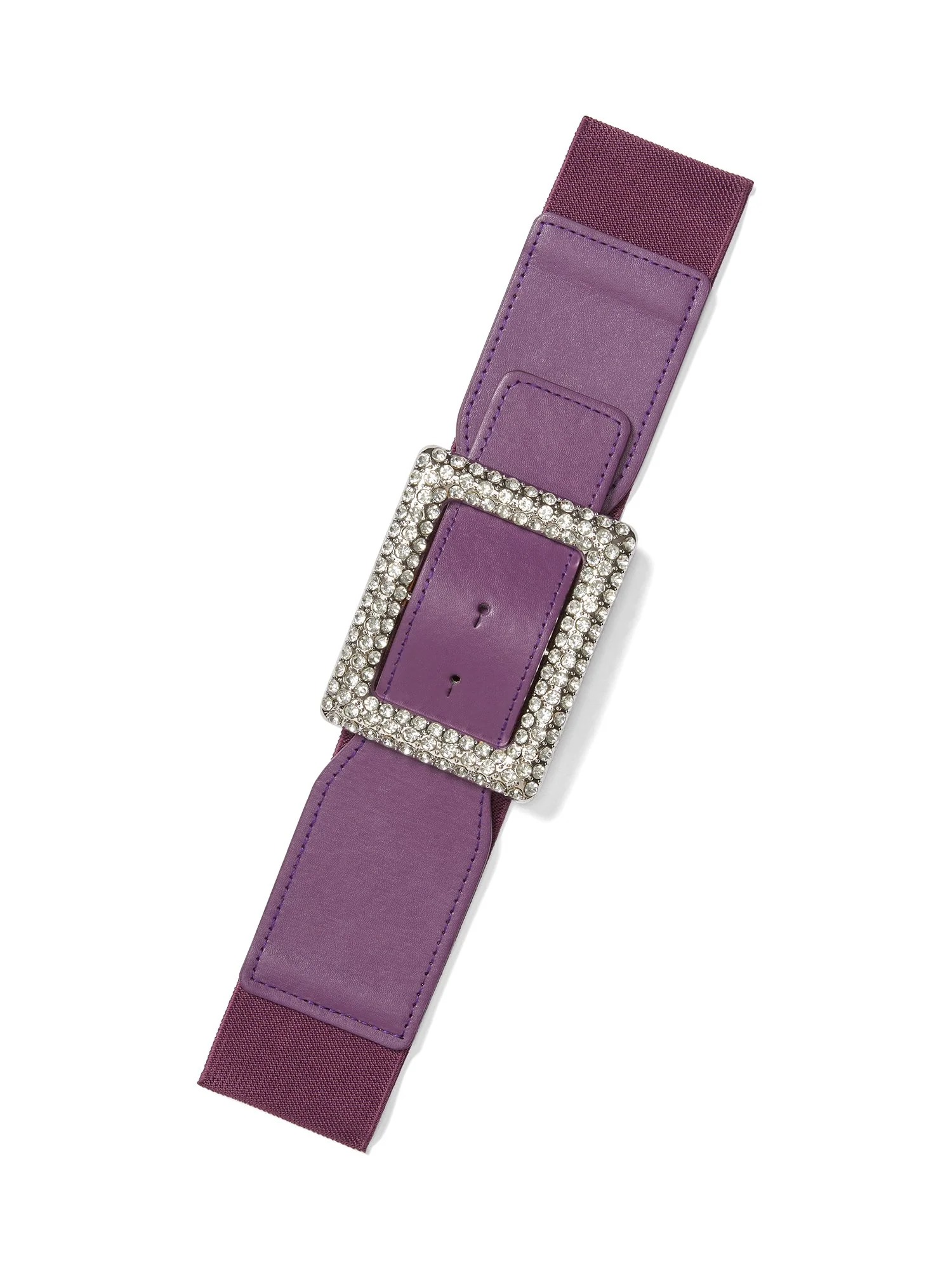 Rhinestone-Buckle Faux-Leather Belt - Image 7