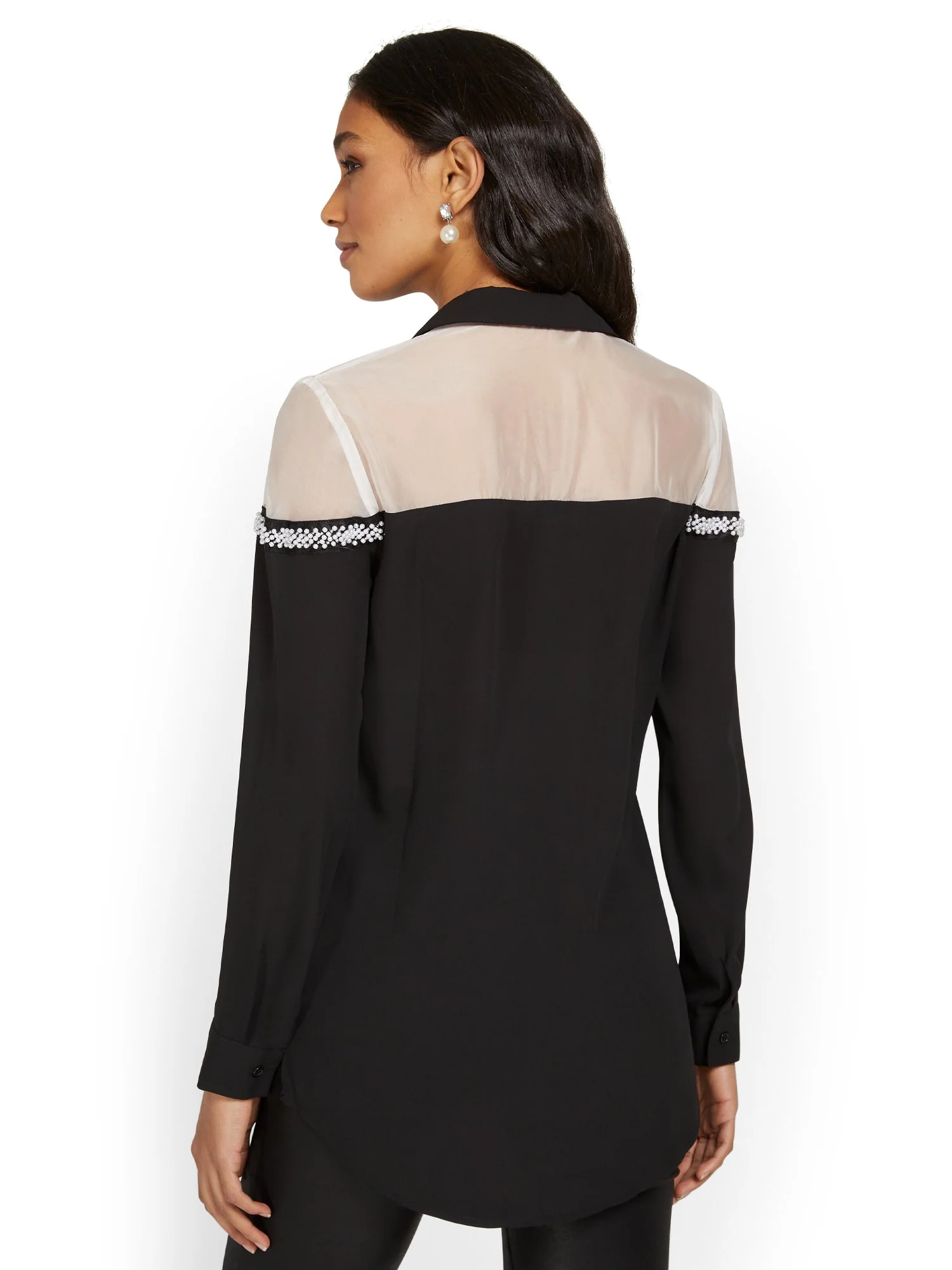 Rhinestone-Detail Button-Down Top - Image 3