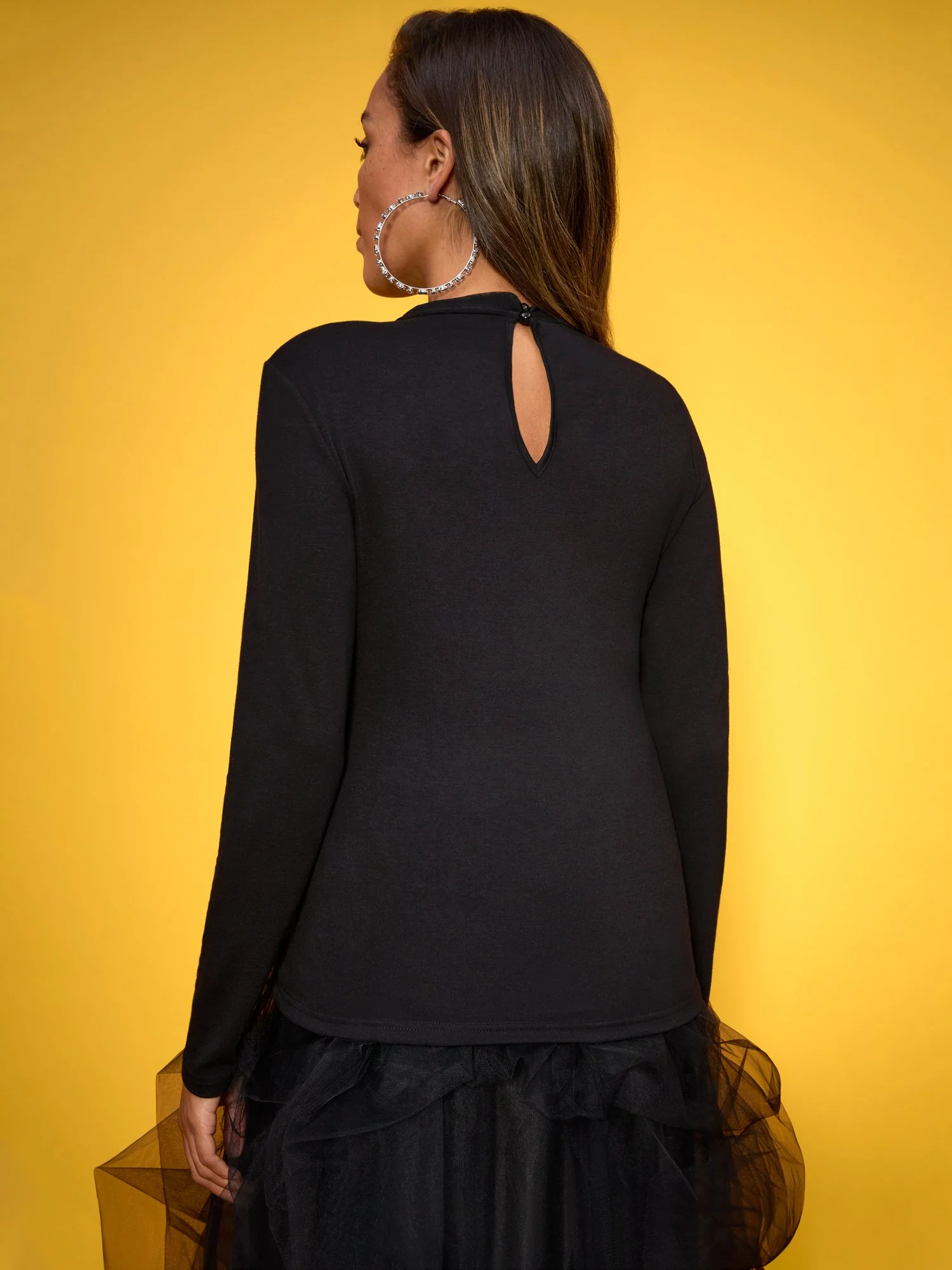 Rhinestone-Embellished Mesh Knit Top - Image 3