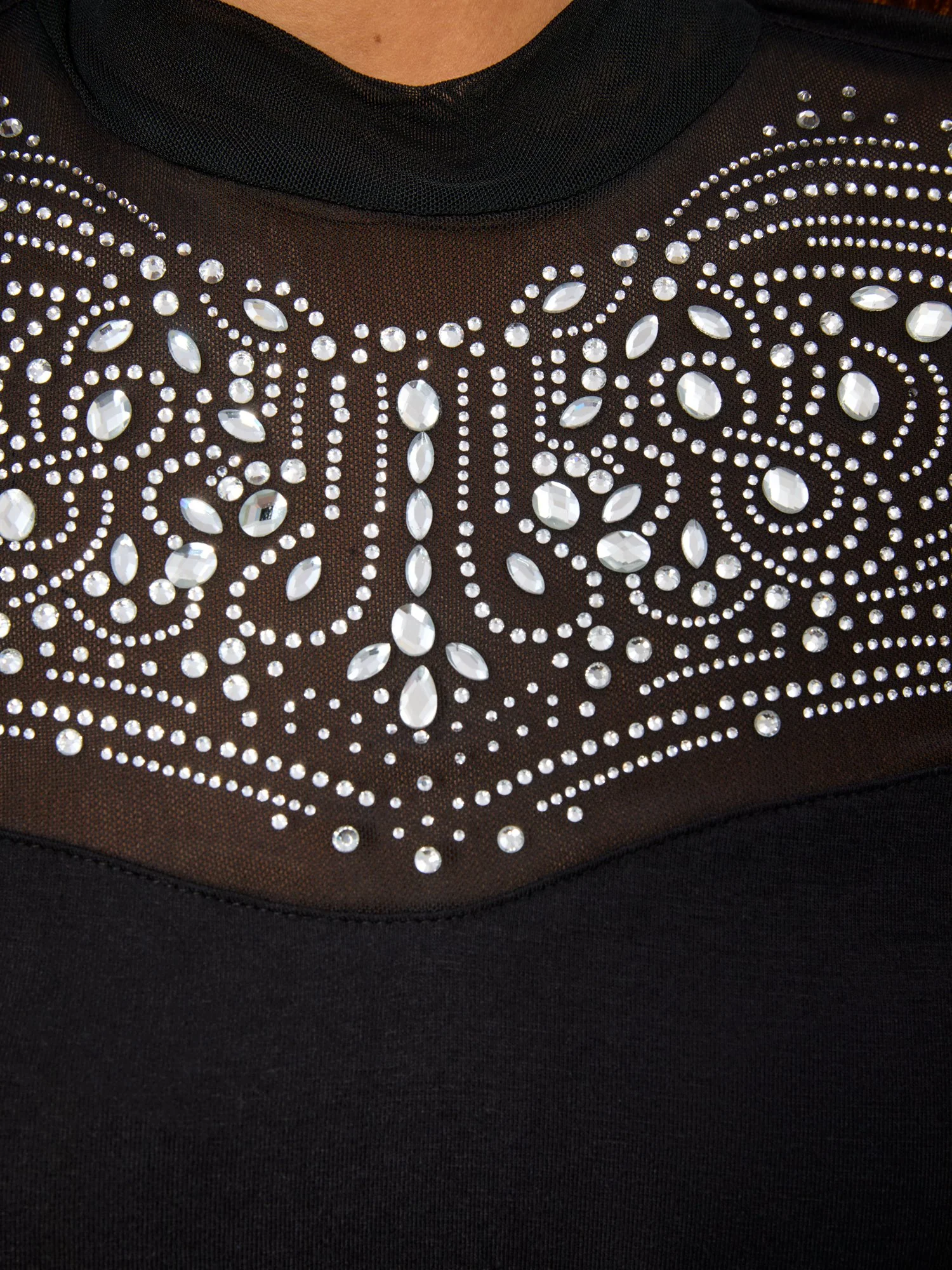 Rhinestone-Embellished Mesh Knit Top - Image 4