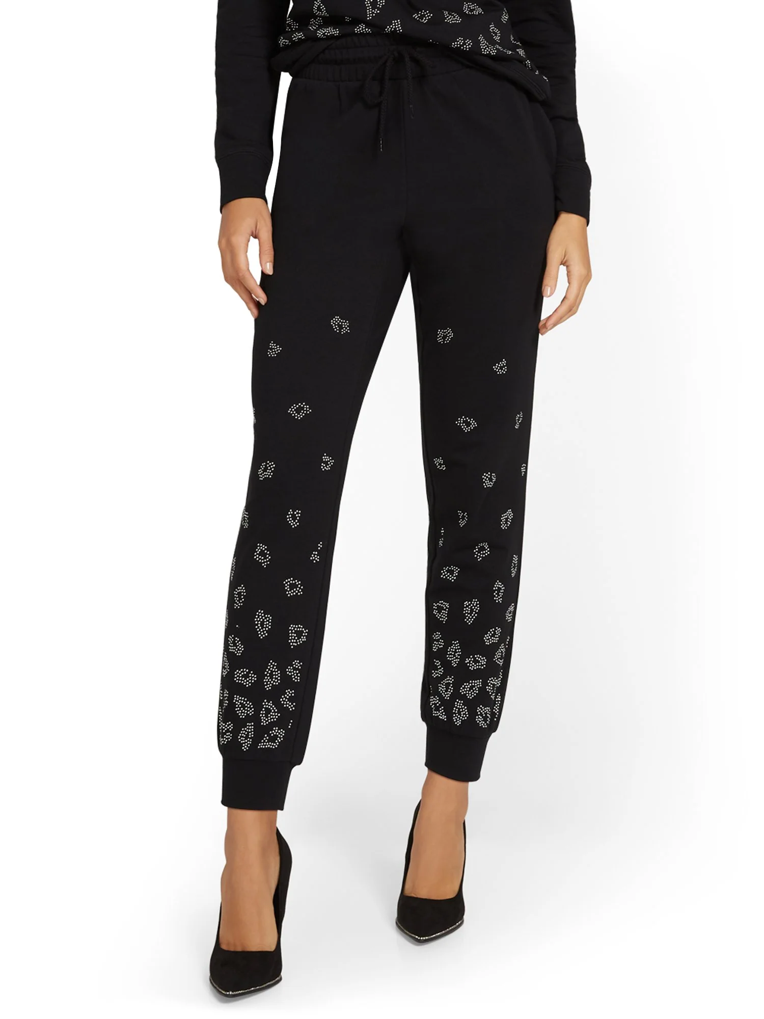 Rhinestone Leopard-Pattern Jogger Pant