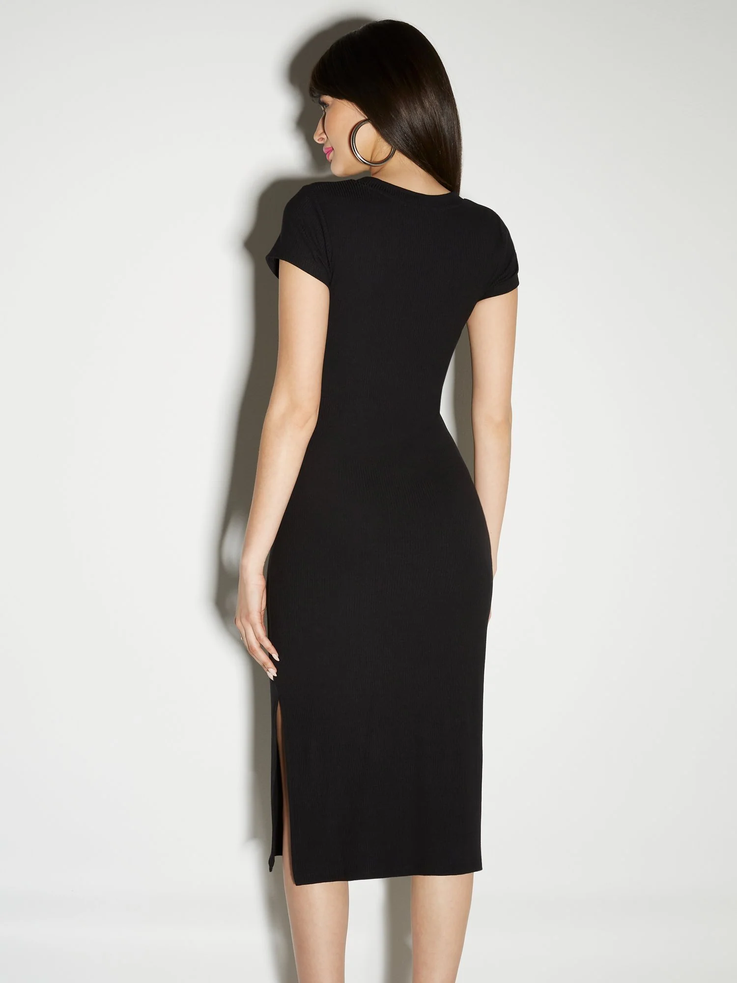 Ribbed Belted Cap-Sleeve Midi Dress - Everyday Collection - Image 3