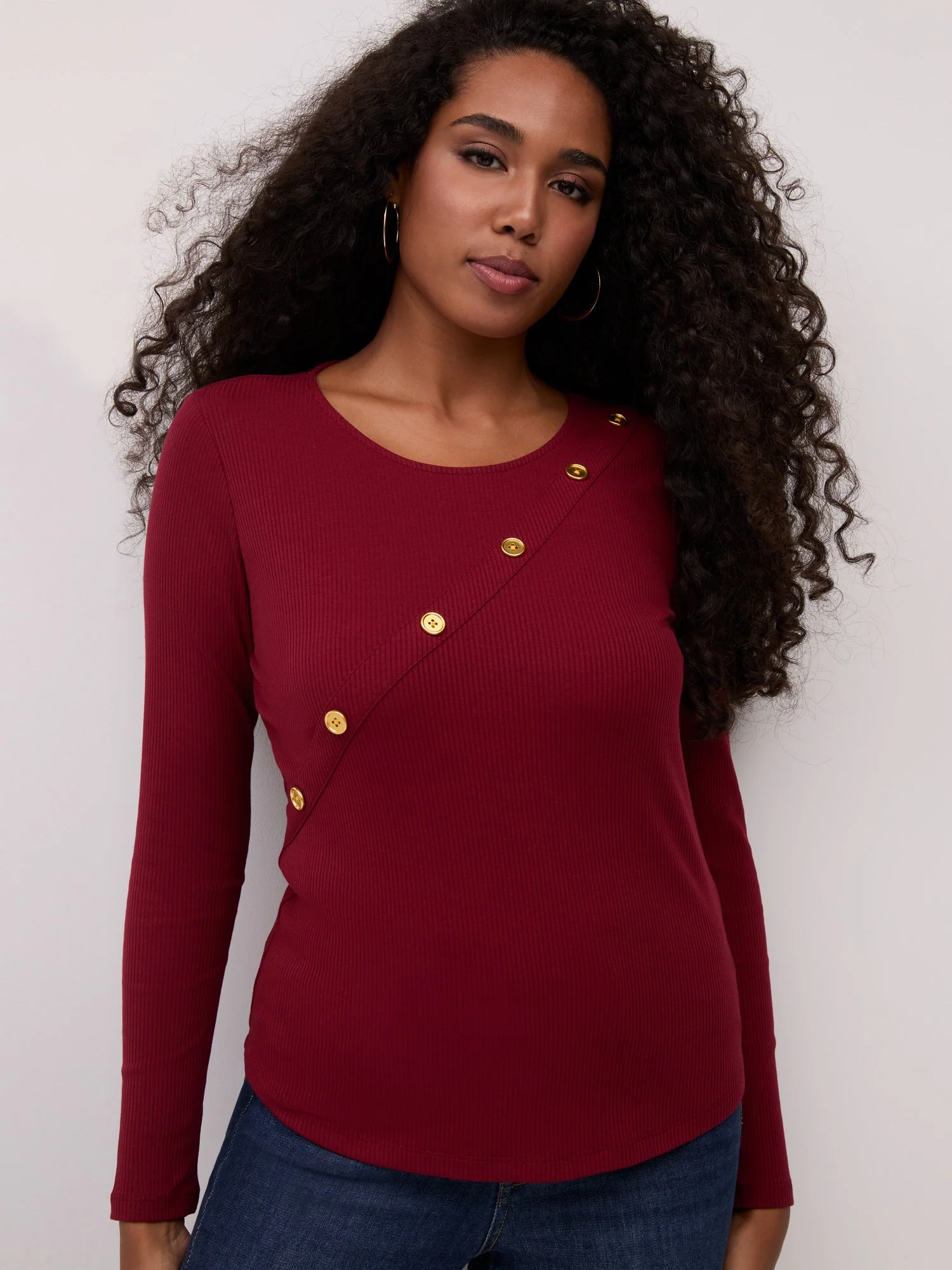 Ribbed Button-Detail Top - Image 6