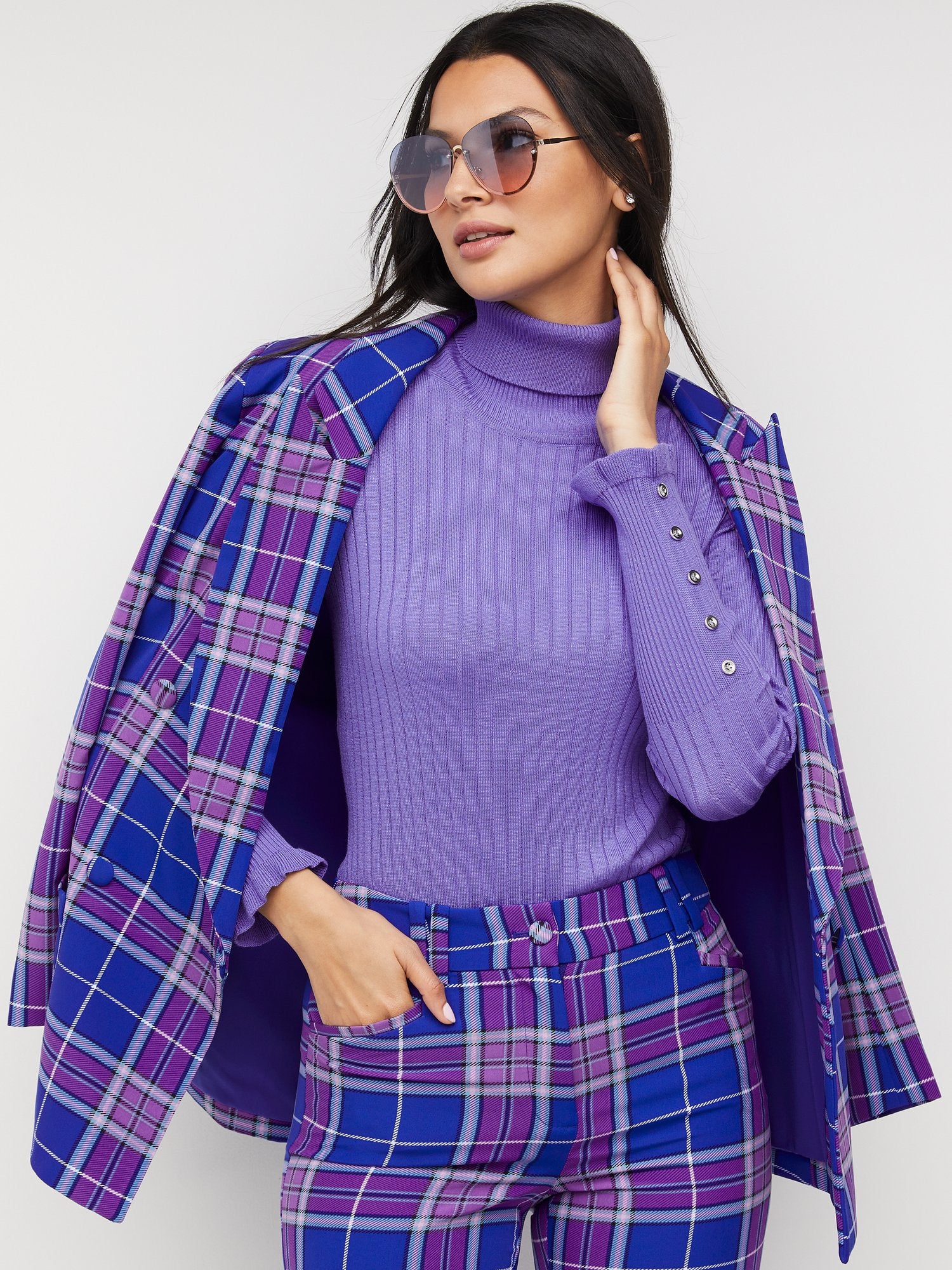 Ribbed Button-Sleeve Turtleneck Sweater - Image 24