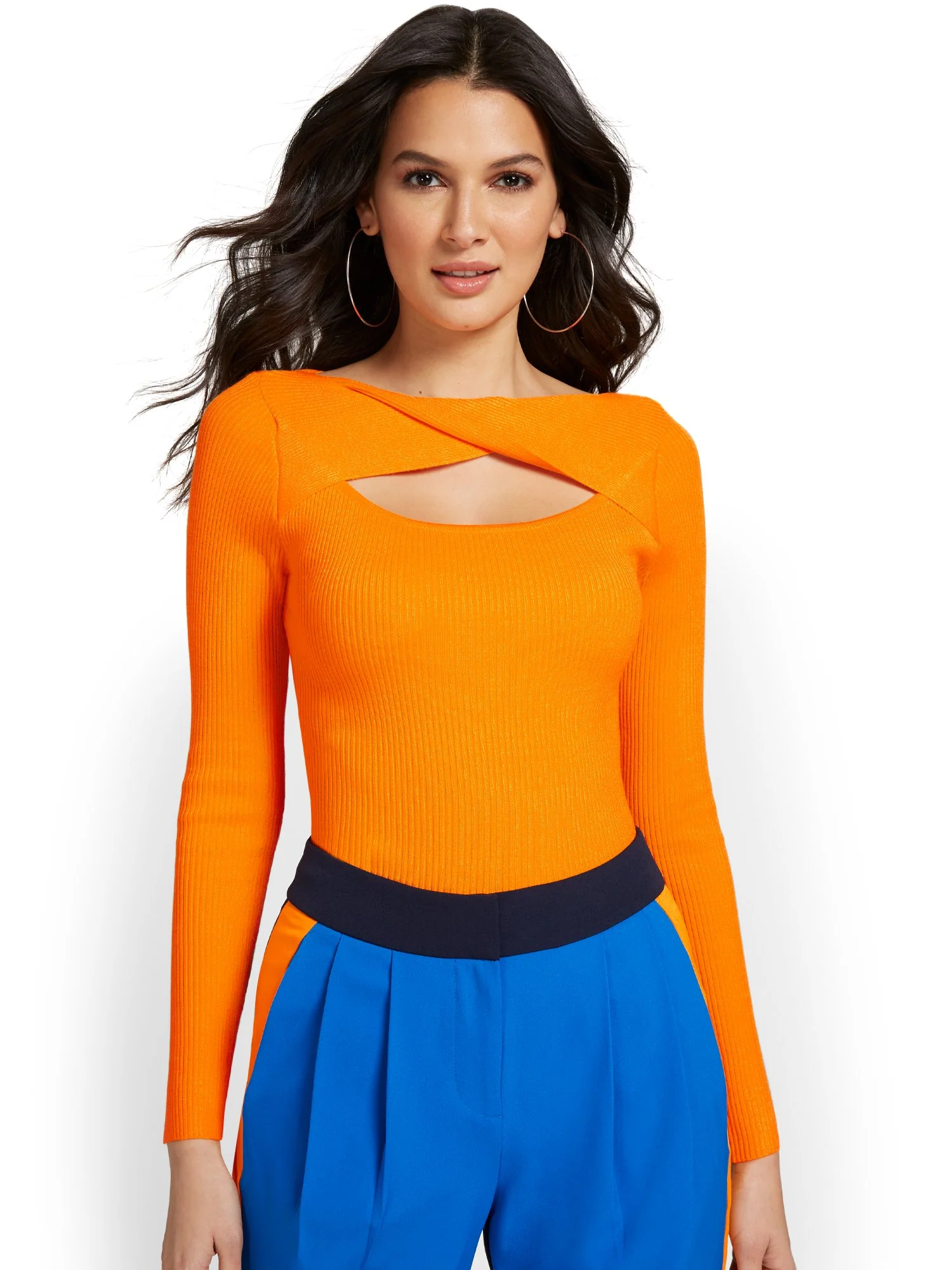 Ribbed Cut-Out Pullover Sweater - Image 8