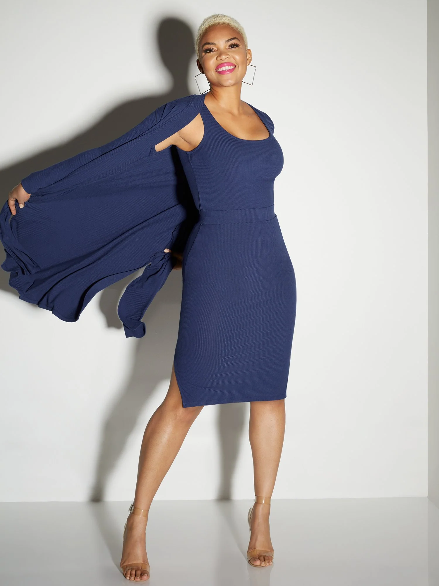 Ribbed High-Waisted Midi Pencil Skirt - Everyday Collection - Image 7