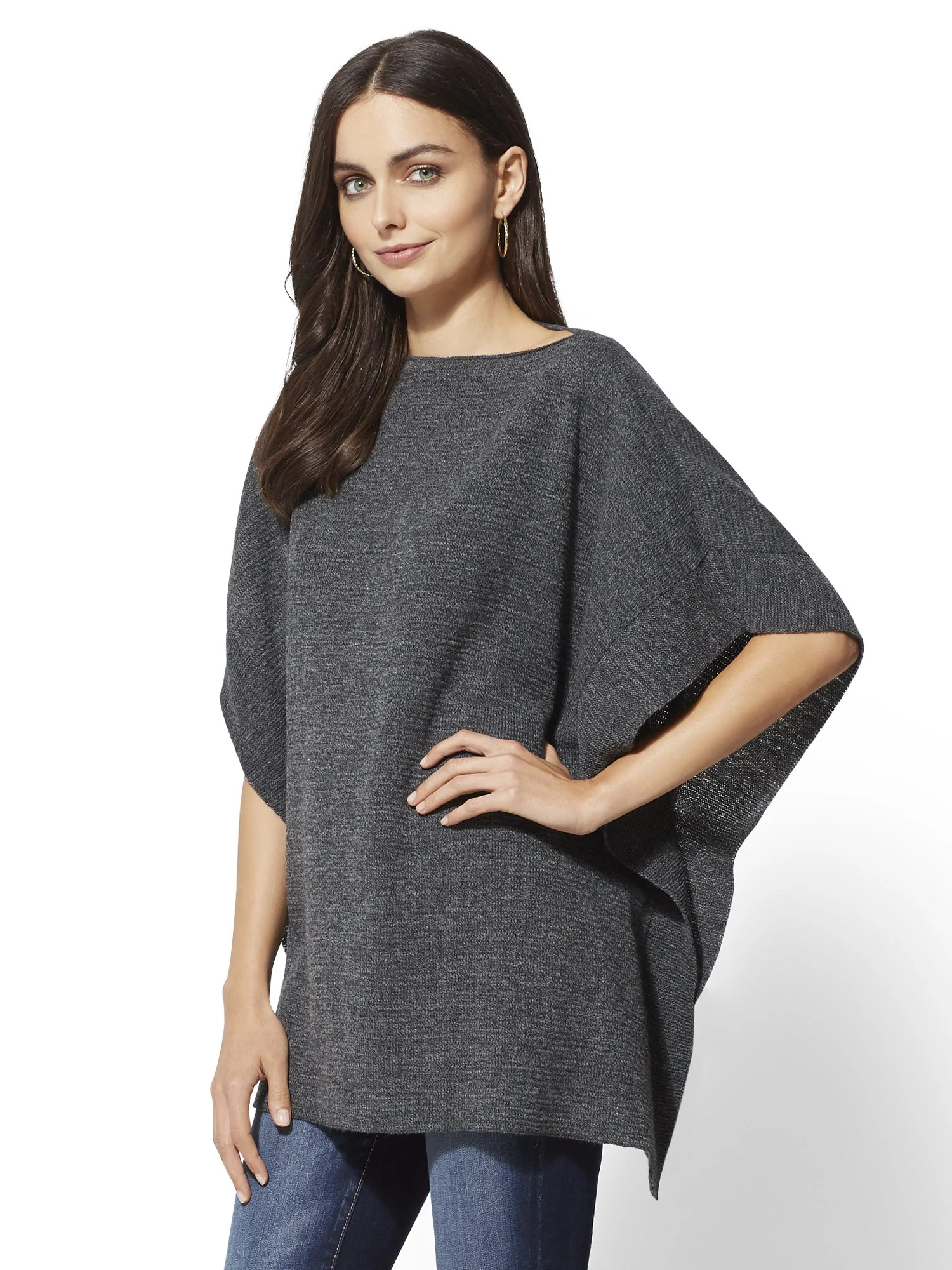 Ribbed-Knit Poncho - Image 2