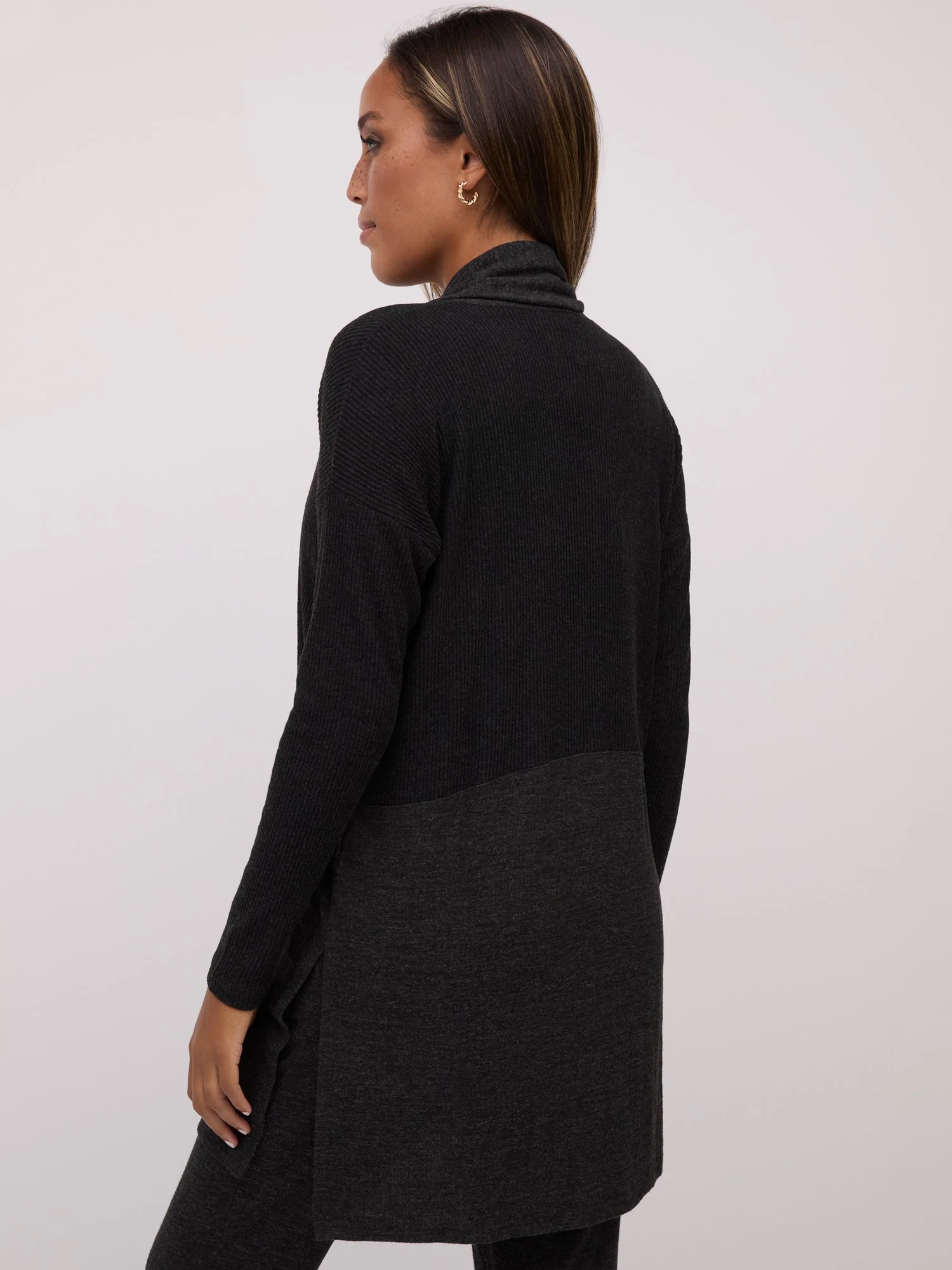 Ribbed-Trim Knit Duster - Image 12