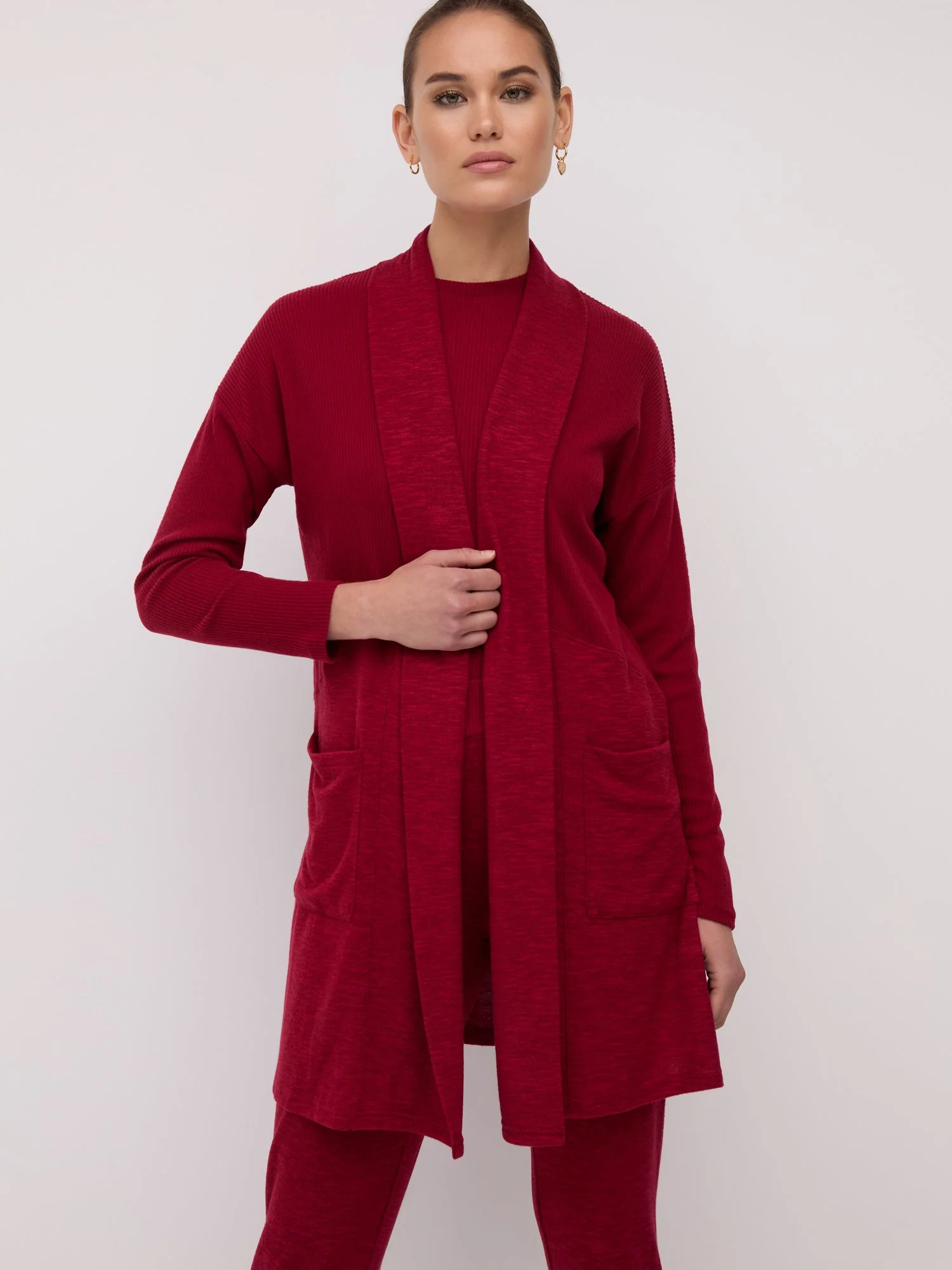 Ribbed-Trim Knit Duster - Image 5