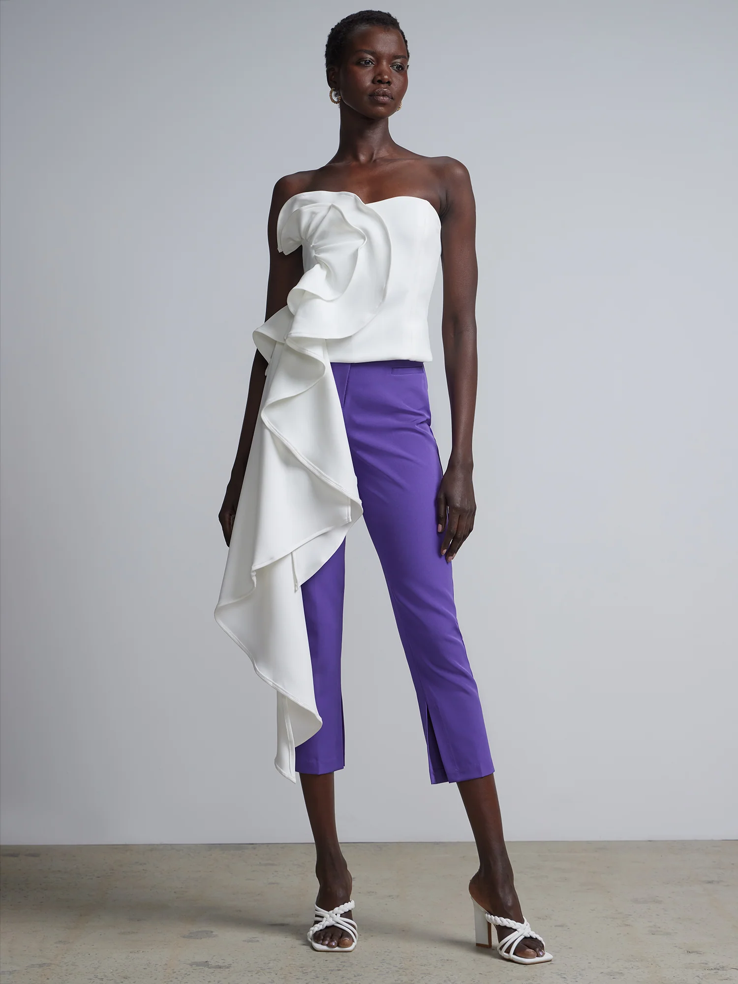 Rosette-Detail Strapless Scuba Top