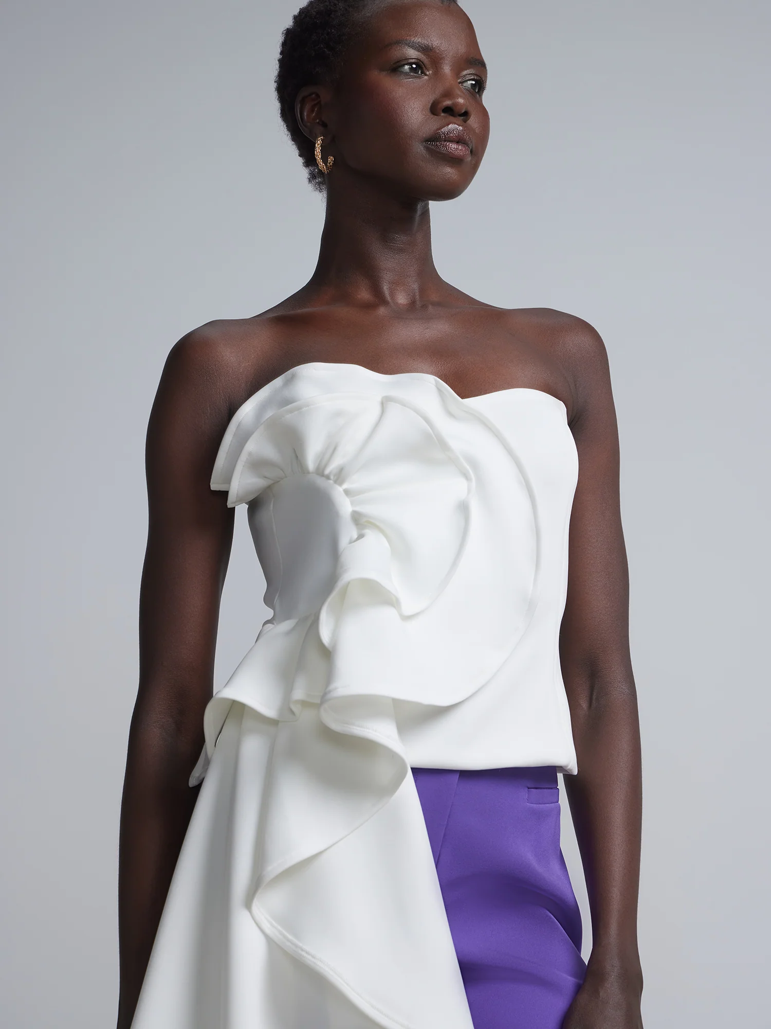 Rosette-Detail Strapless Scuba Top - Image 4