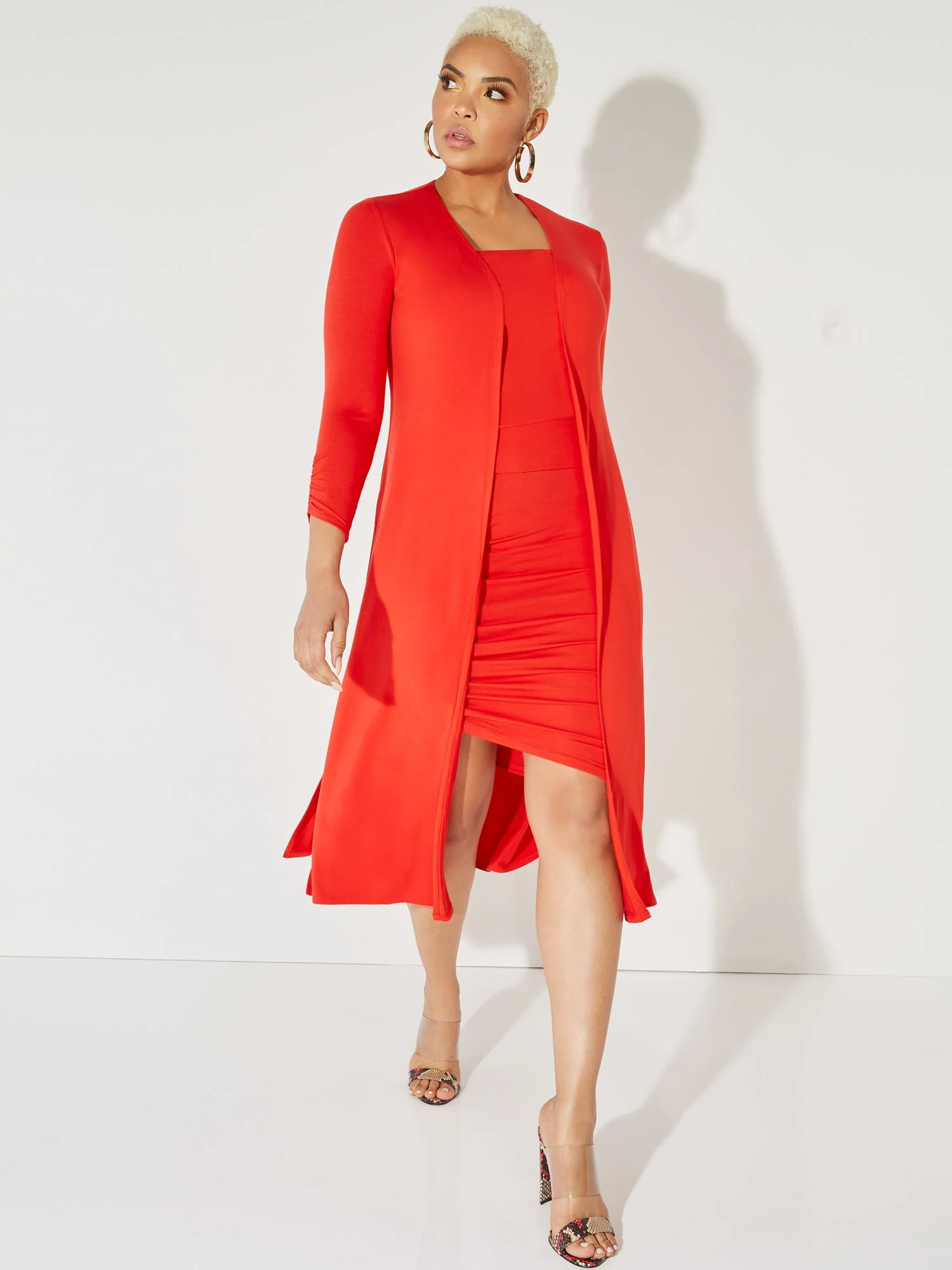 Ruched 3/4-Sleeve Duster Cardigan - NY&C Style System - Image 13