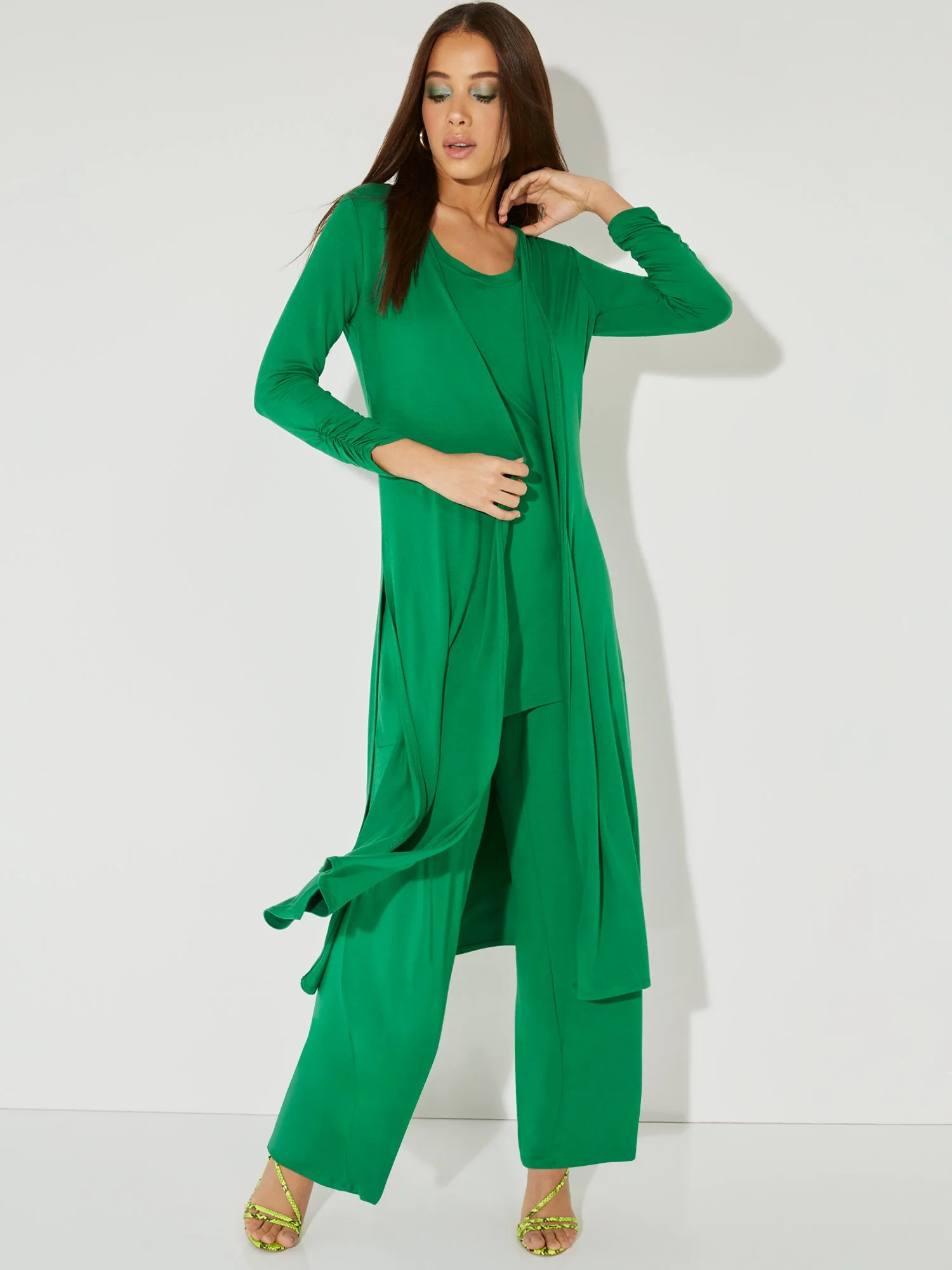 Ruched 3/4-Sleeve Duster Cardigan - NY&C Style System - Image 9