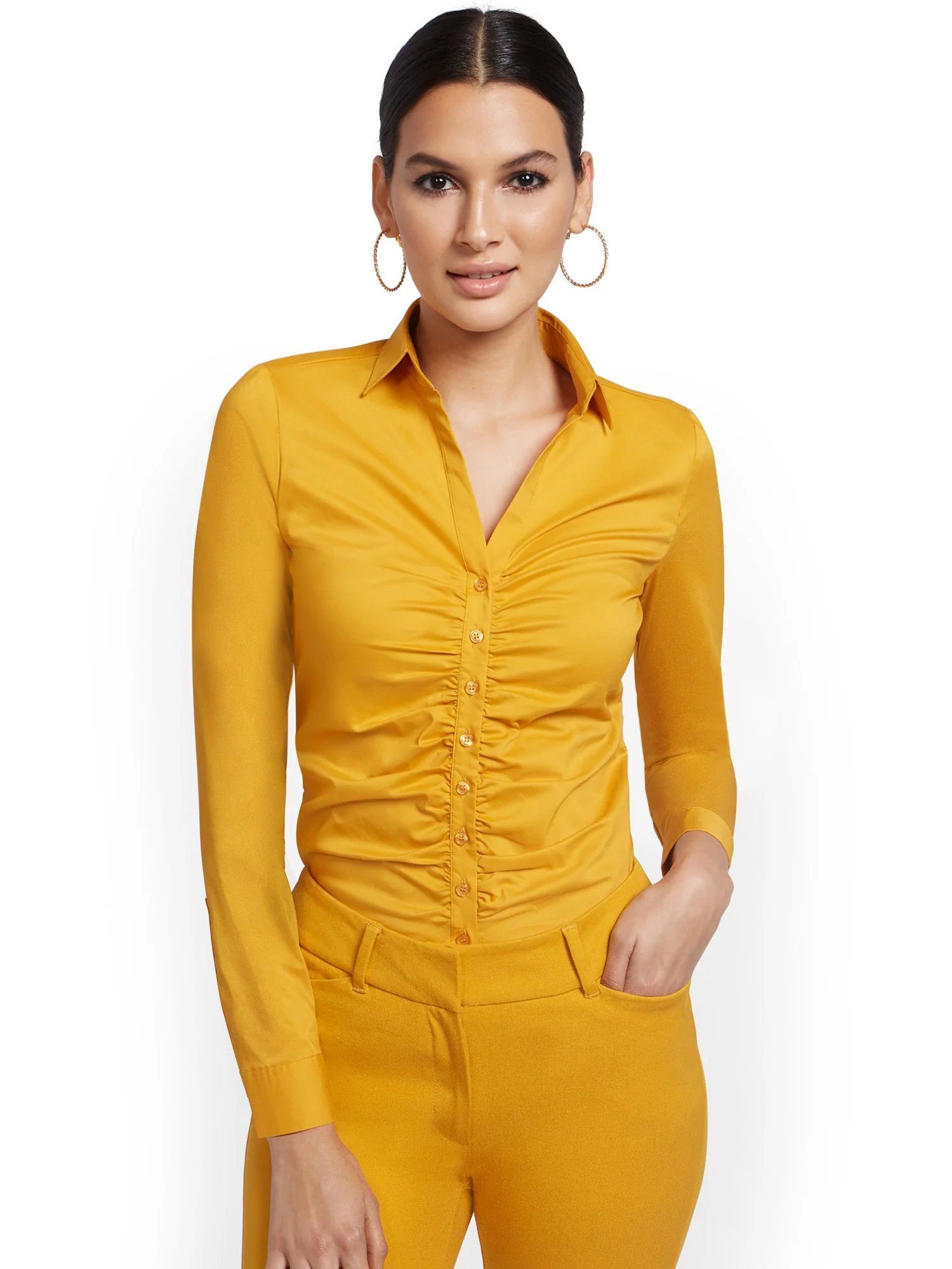 Ruched Madison Stretch Shirt - 7th Avenue - Image 14