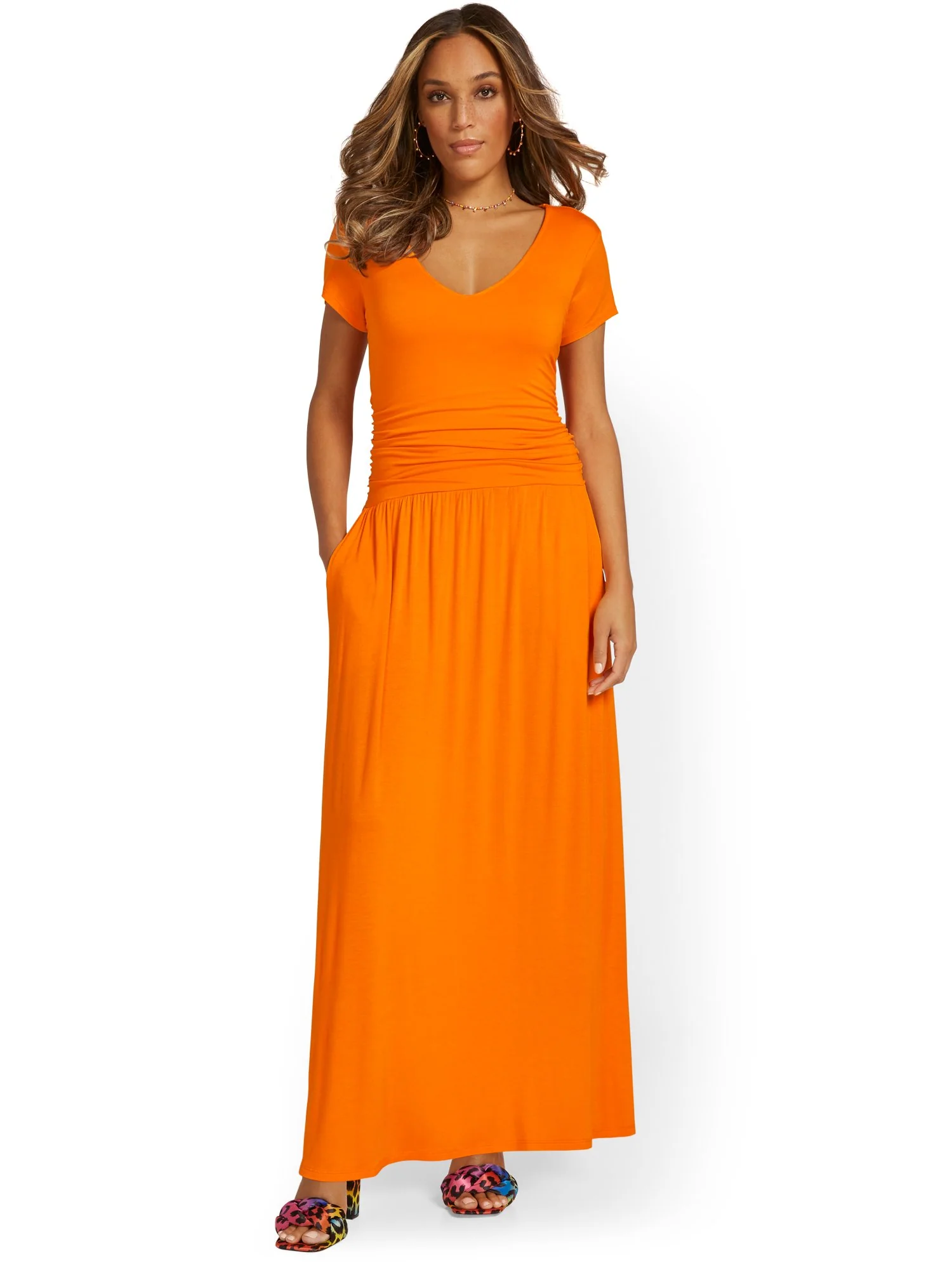 Ruched V-Neck Maxi Dress - Image 7