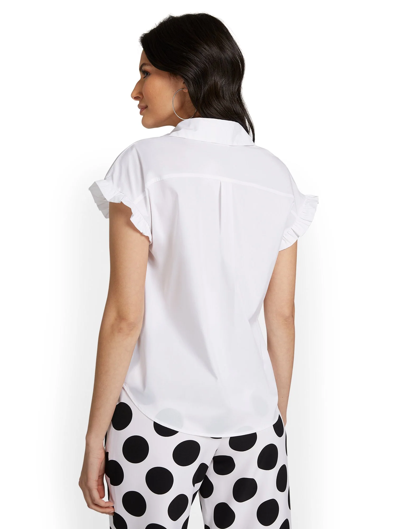 Ruffle Button-Front Poplin Shirt - Image 3