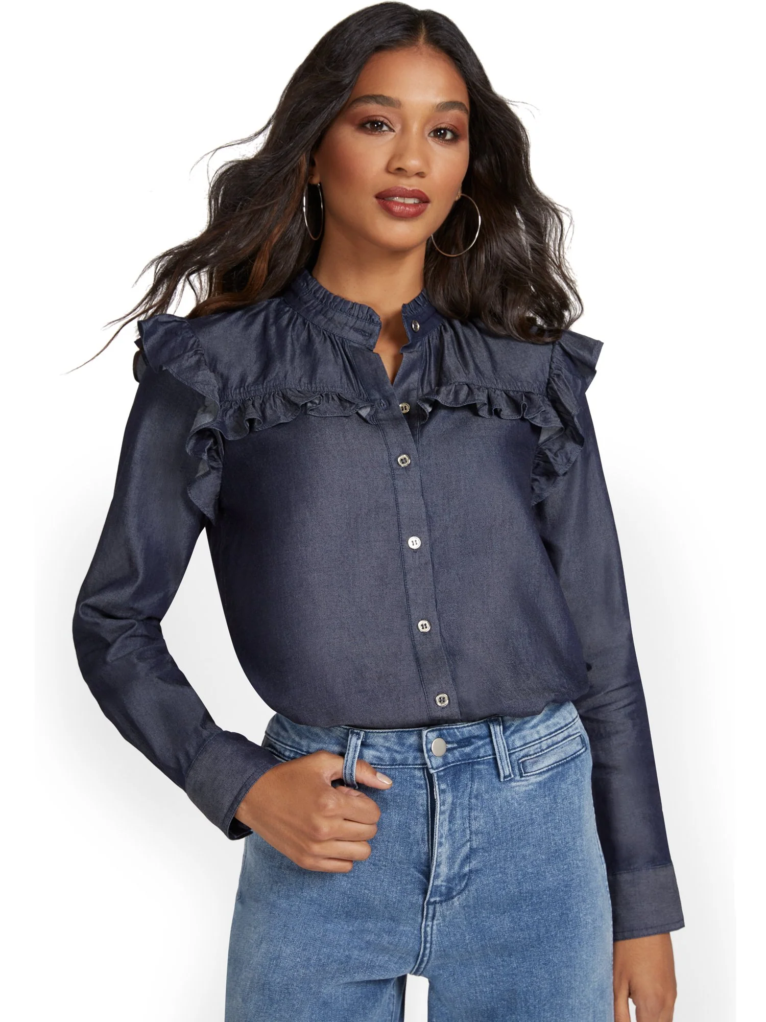 Ruffle Denim Top - Image 2