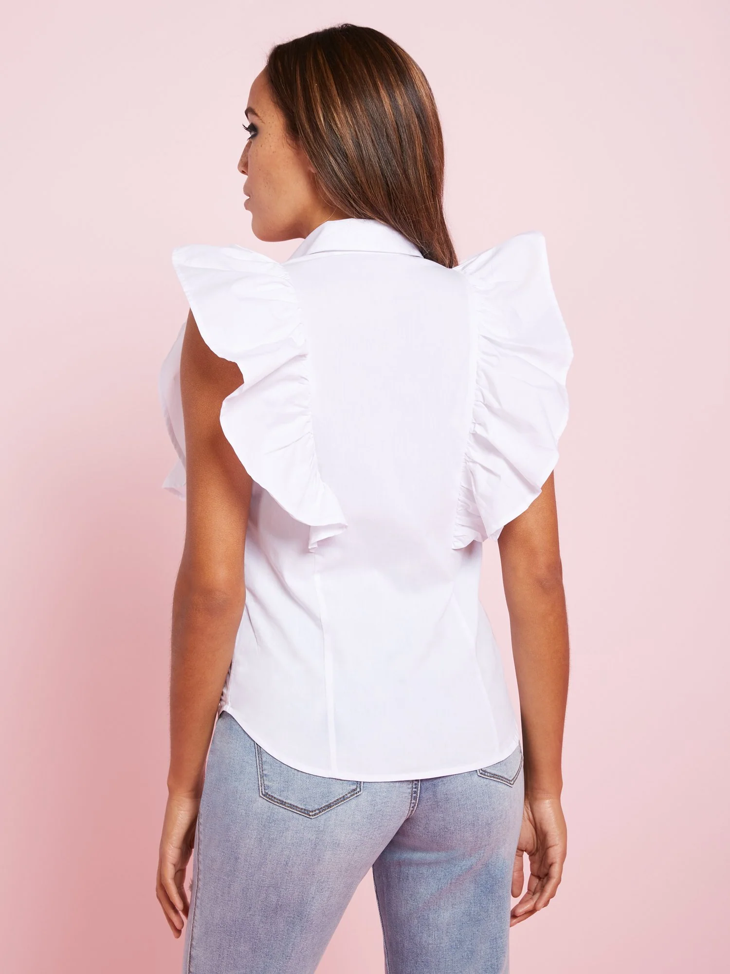 Ruffle-Front Poplin Shirt - Image 3