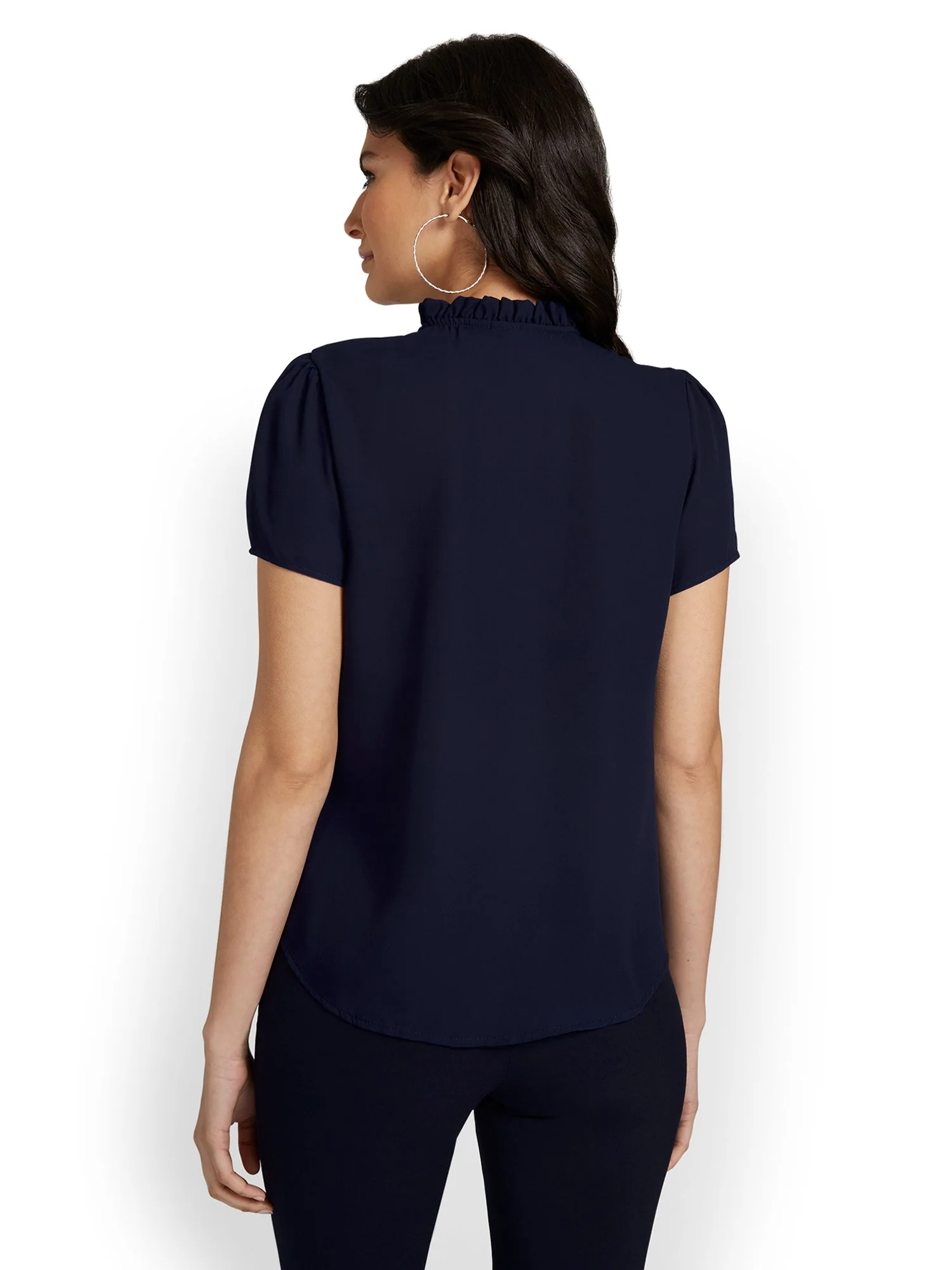 Ruffle-Neck Tie-Front Blouse - Image 3