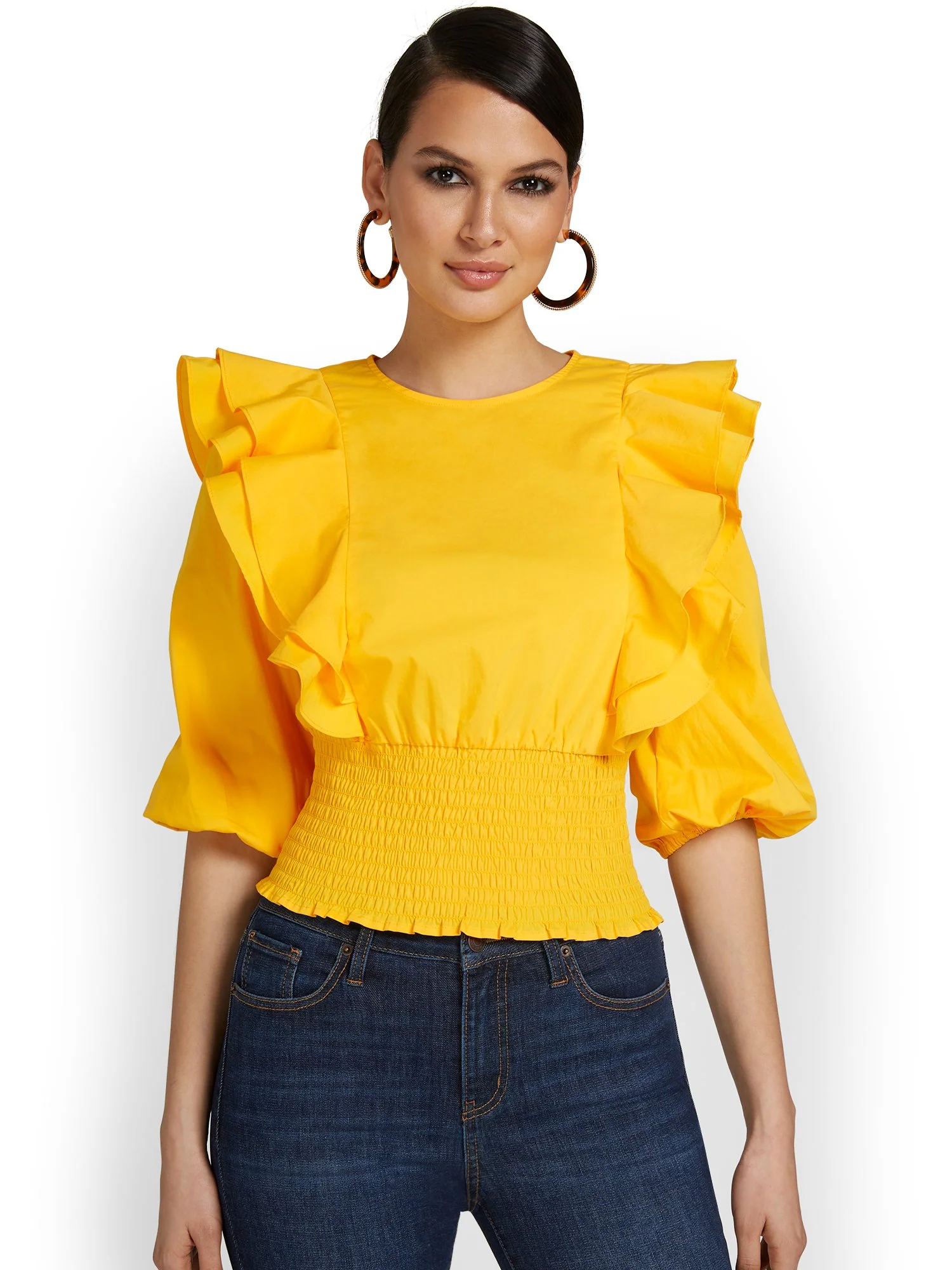 Ruffle Open-Back Poplin Blouse - Lily & Cali - Image 6
