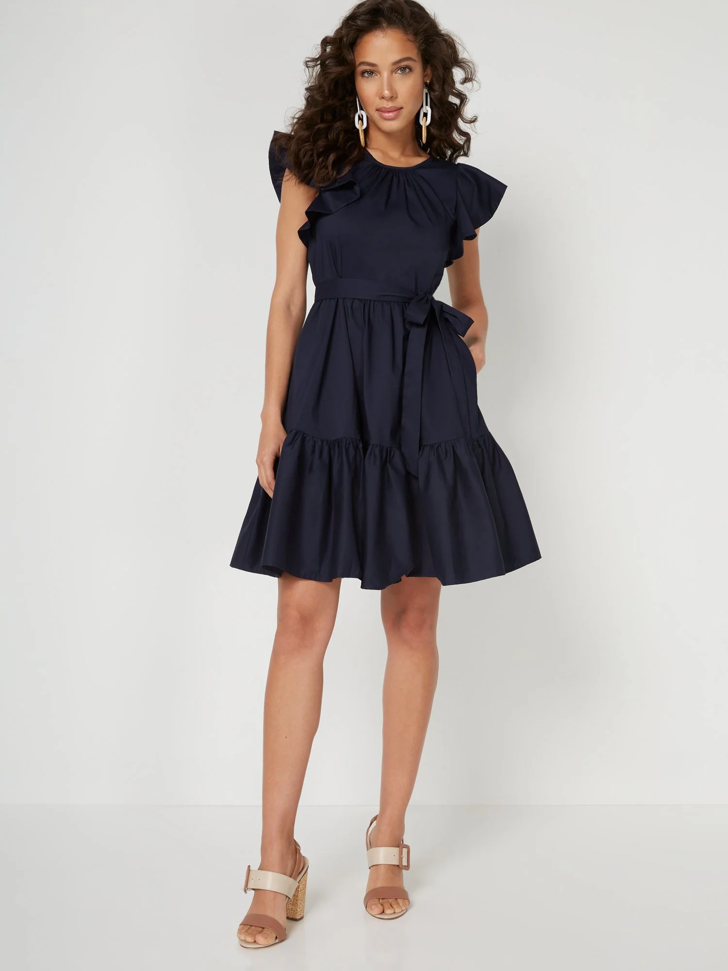 Ruffle Poplin Dress