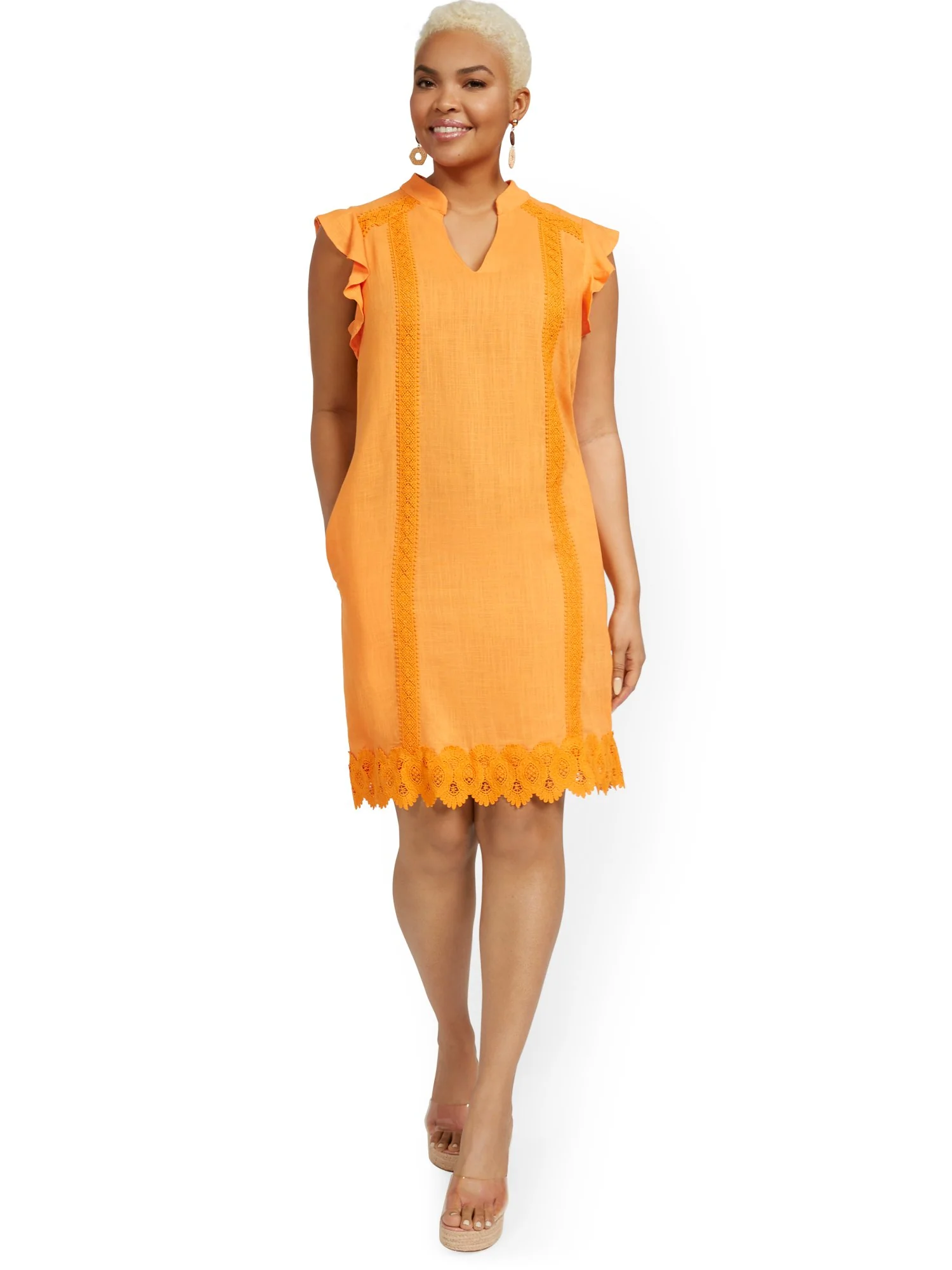 Ruffle-Sleeve Linen-Blend Dress - Image 7