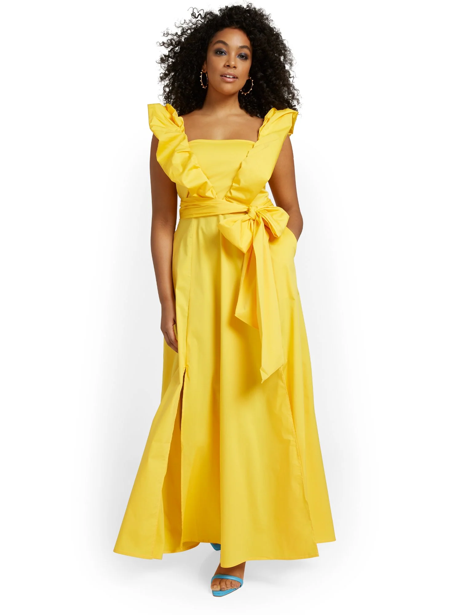 Ruffle-Sleeve Maxi Dress